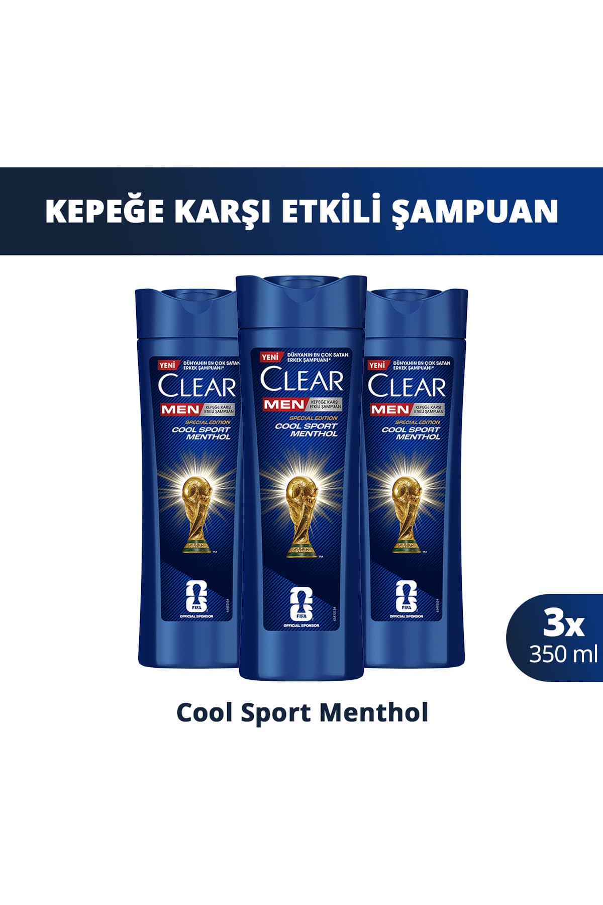 Clear Men Kepeğe Karşı Etkili Şampuan Cool Sport Menthol 350 Ml X3