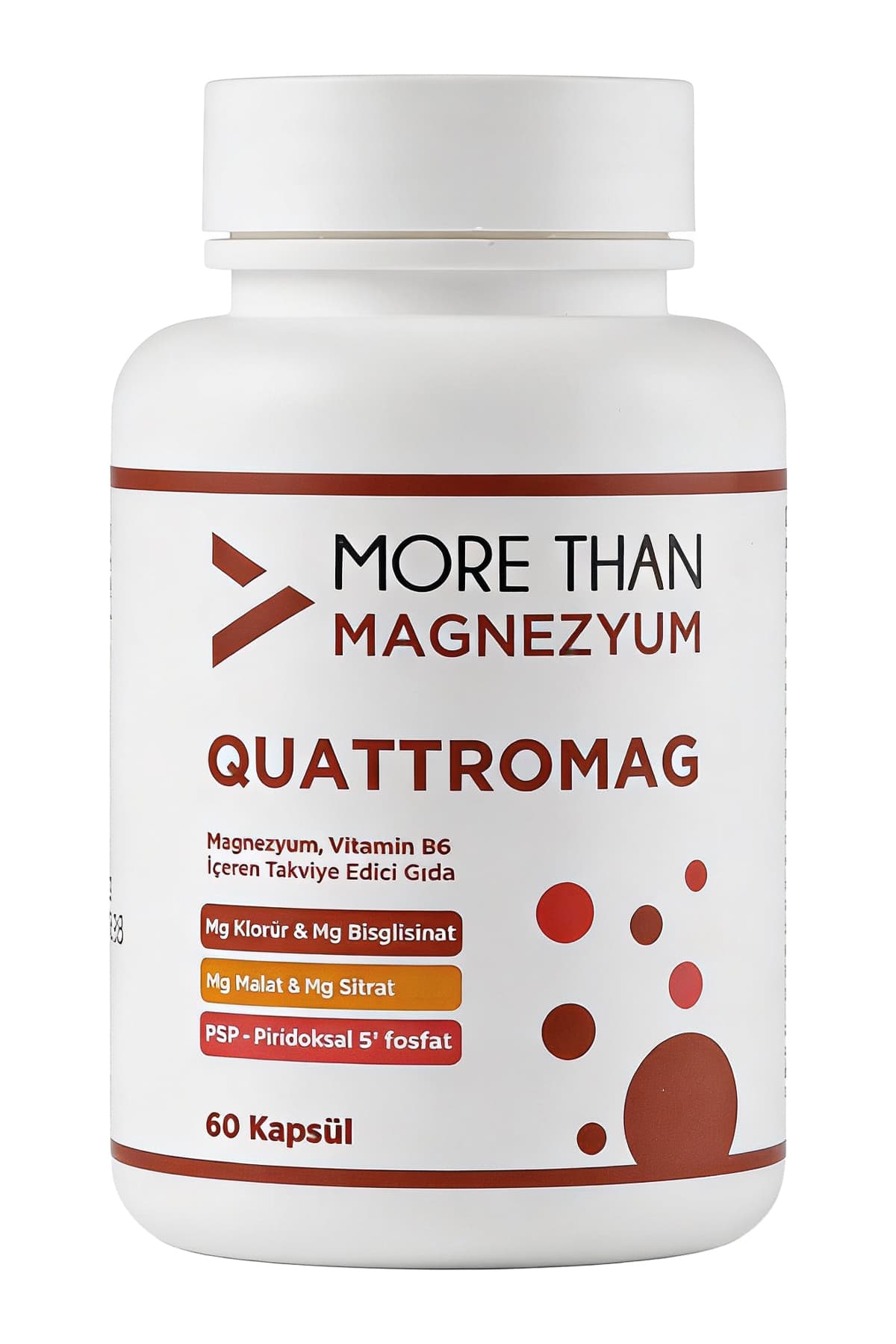 MORE THAN Quattromag Magnezyum Kompleks (Klorür - Bisglisinat - Sitrat - Malat ve B6) 60 Kapsül