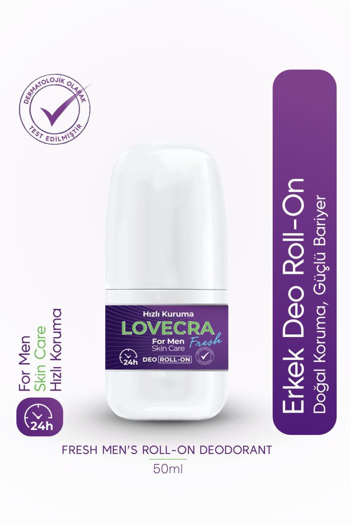 LOVECRA Doğal Erkek Deo Roll On 24 Saat Etkili Terleme Önleyici Ter Kokusuna Karşı Koruma Ferahlık 50 ml