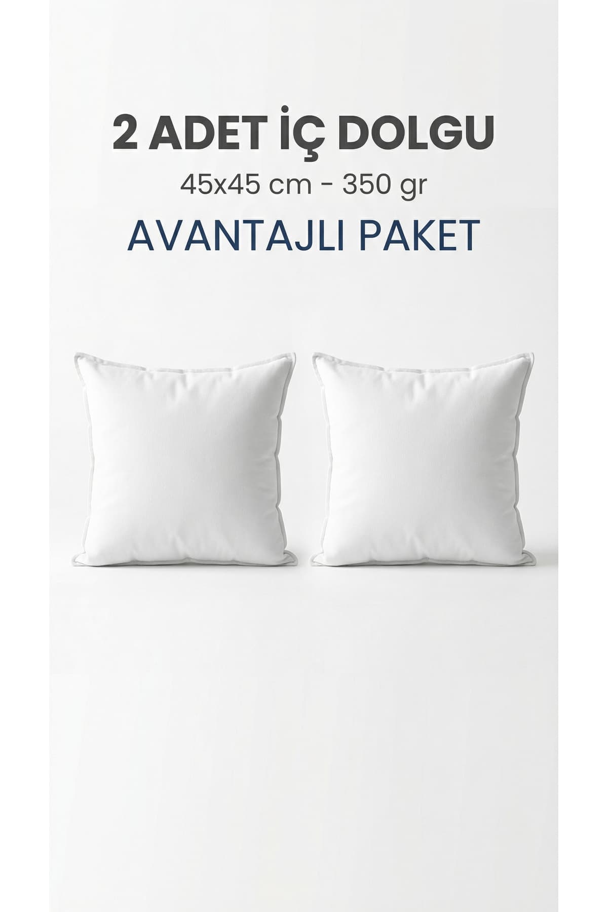 Destiva Home 2’li Premium Boncuk Silikon Kırlent İçYastık 45x45 cm 350 gr Dolgun Çökme Yapmaz Vakumlu Yıkanabilir