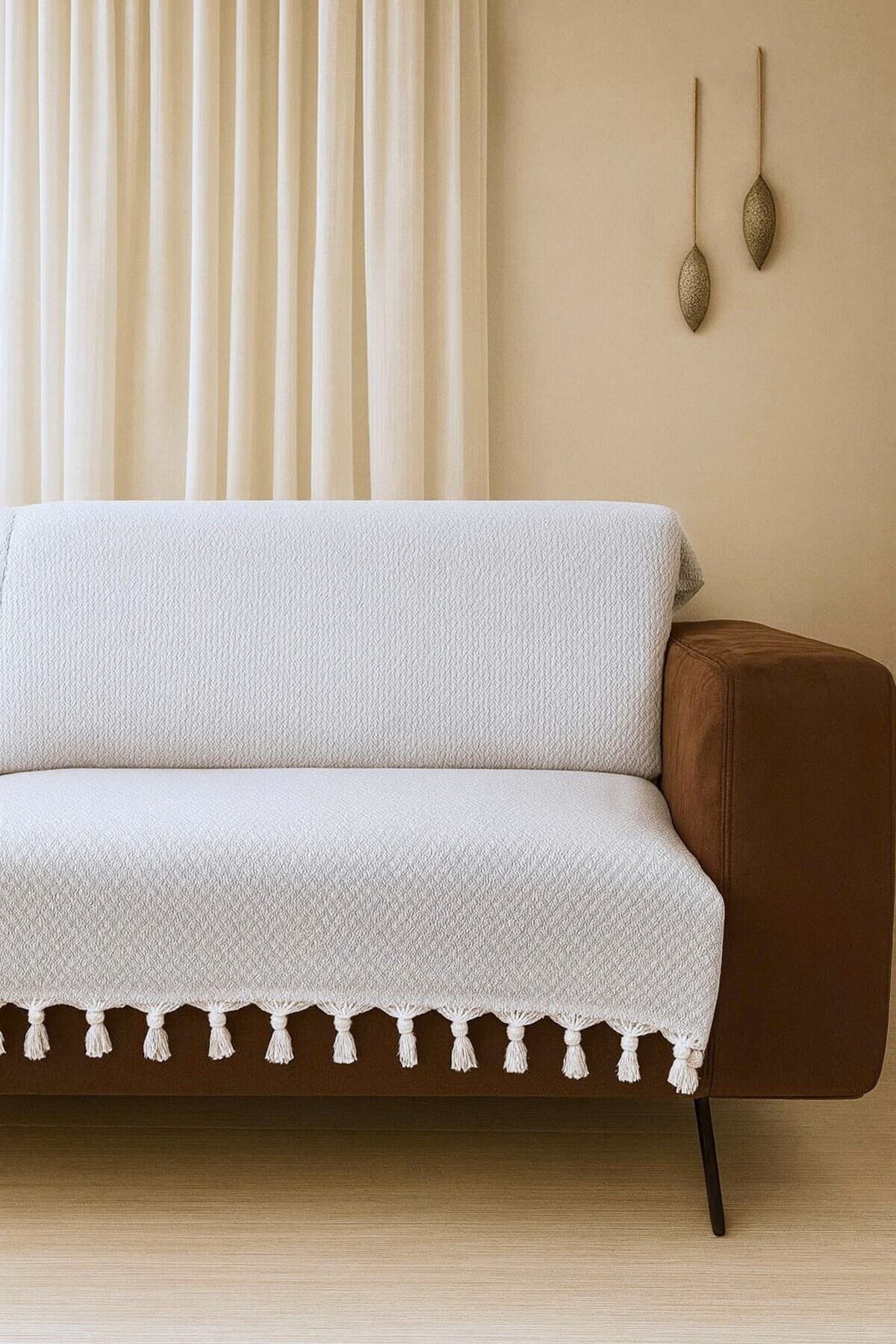 LUNGA VİTA Başak Desen Dokuma %100 Pamuklu Çok Amaçlı Pike Koltuk Örtüsü 180x230