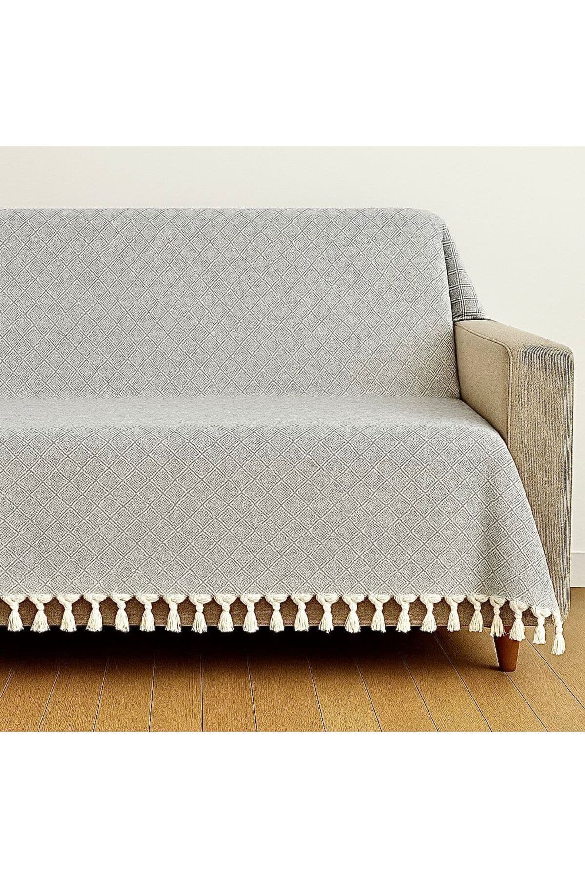 LUNGA VİTA Dama Desen Dokuma %100 Pamuklu Çok Amaçlı Pike Koltuk Örtüsü 180x230