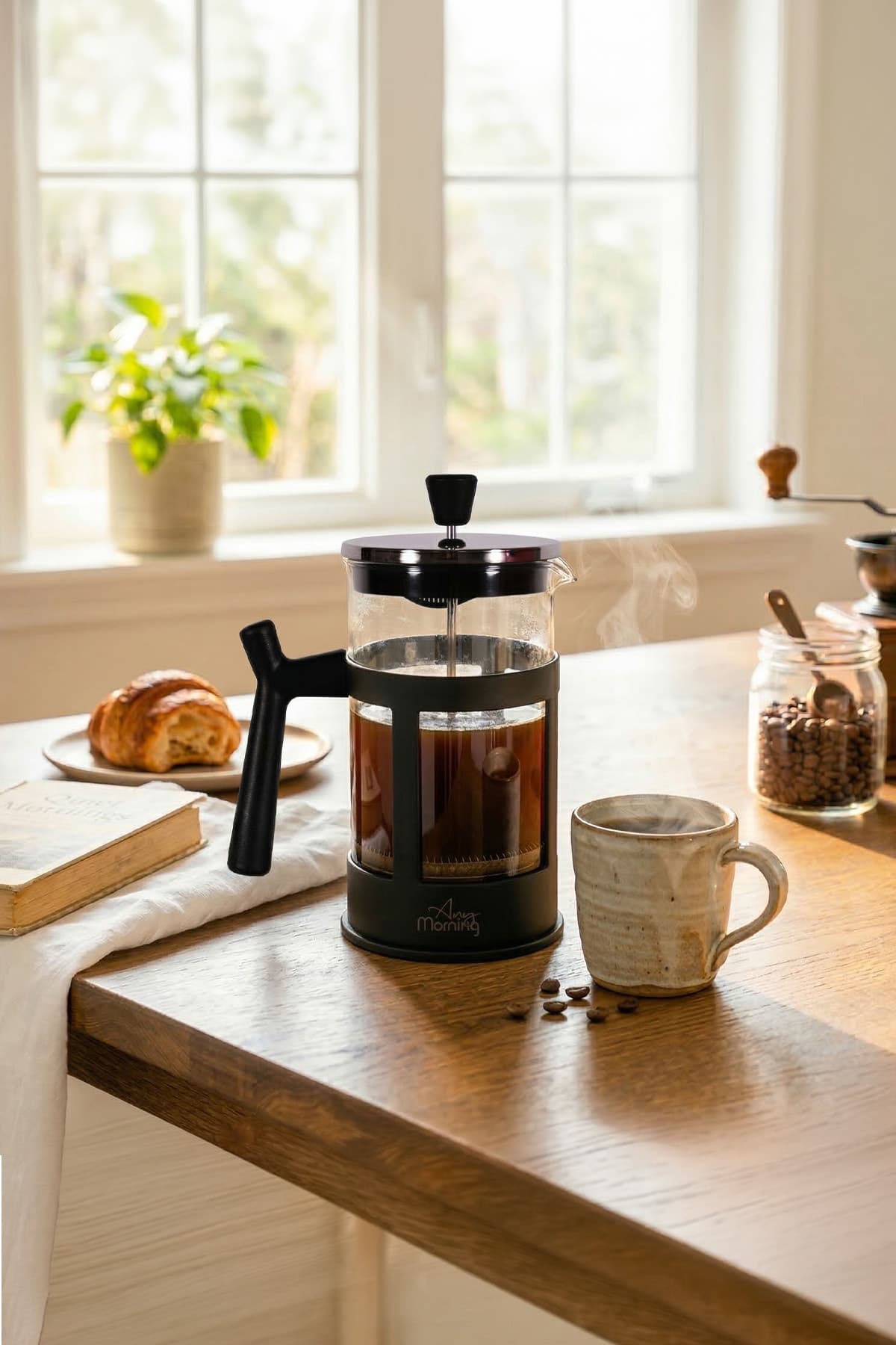 Any Morning 600 ml French Press, Borosilikat Cam Kahve ve Bitki Çayı Demleme FF084