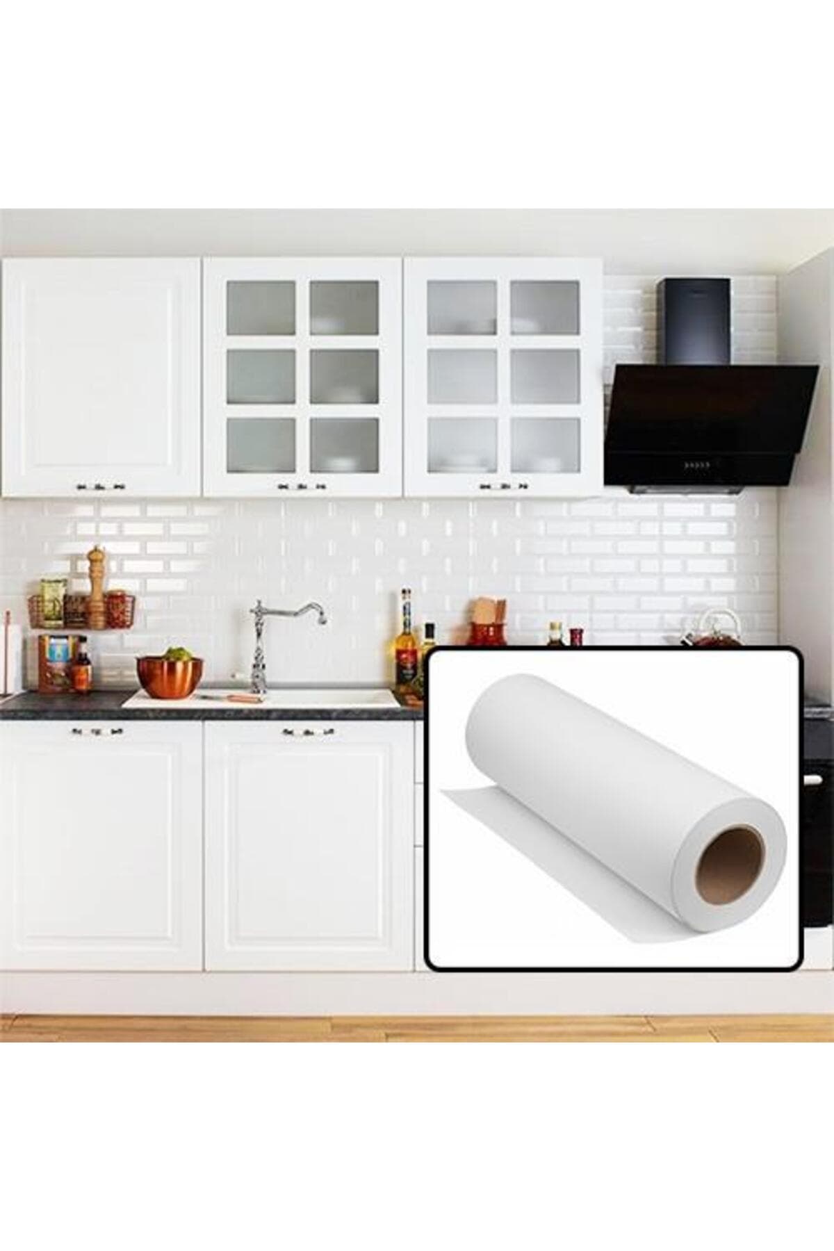 StickerArt Mat Beyaz Mobilya ve Dolap Kaplama Folyosu 68 CM 68 cm x 1 Metre