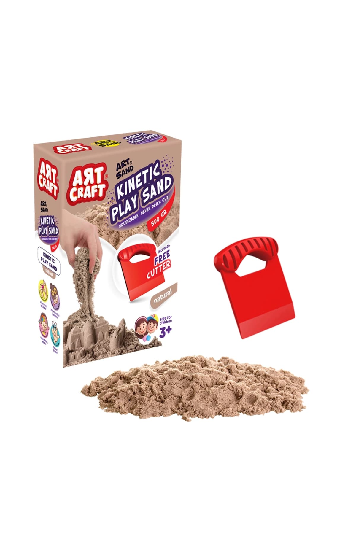 Doğan Oyuncak Dünyası Aksesuarlı Naturel Kinetik Oyun Kumu (500 Gr.) - Art Craft Kinetik Kum Seti - Art Sand Kumu