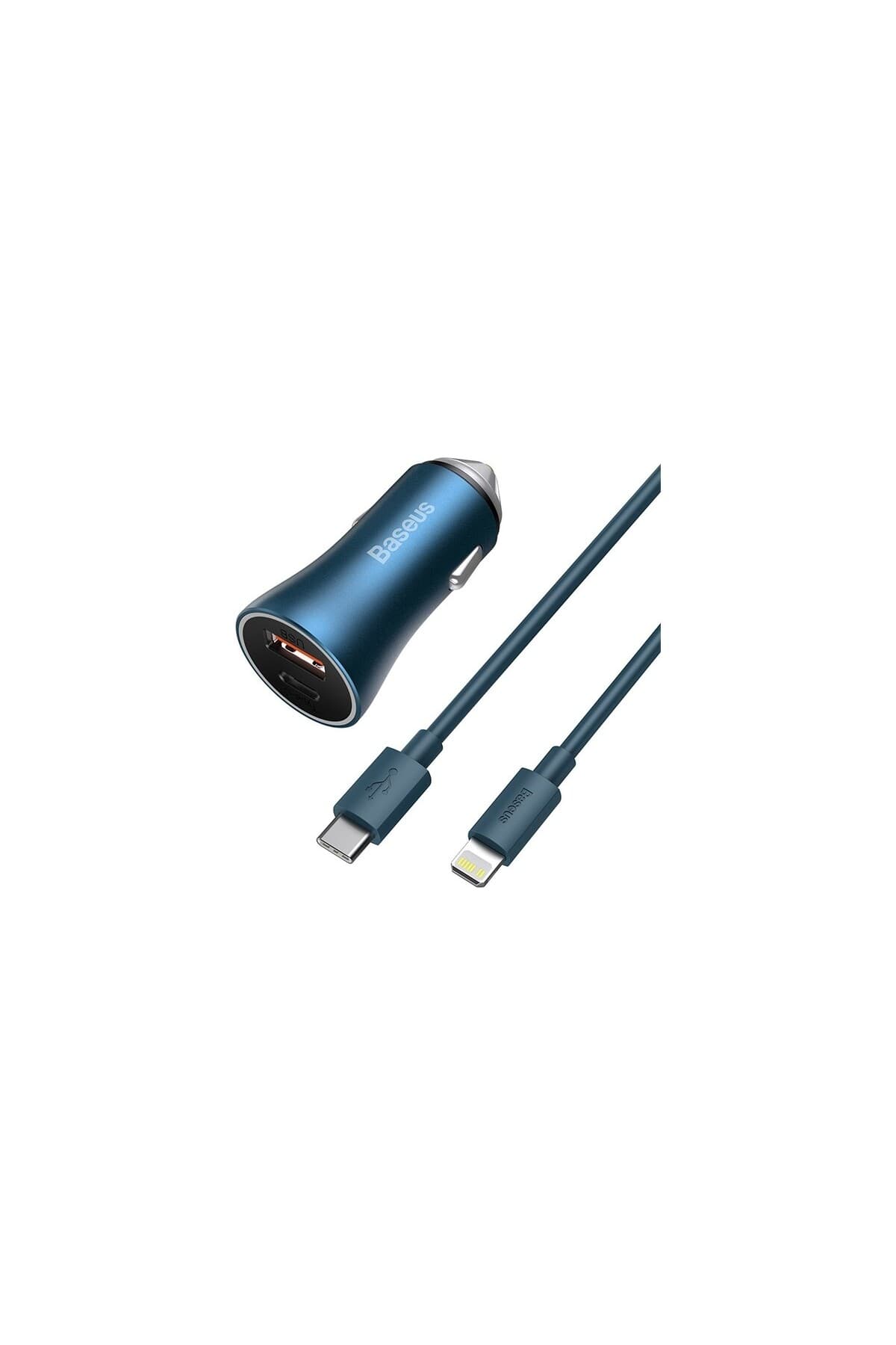 Baseus Golden Contactor Pro 40W USB Type-C Dual Hızlı Araç Şarj Başlık + Type-C To Lightning iPhone
