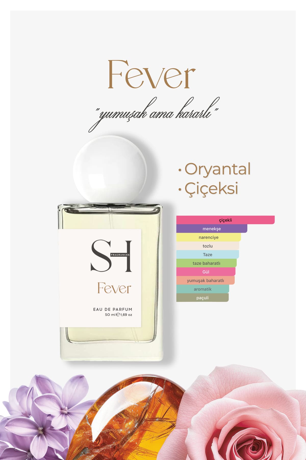 SH FRAGRANCES Fever EDP Kadın Parfüm | Oryantal-Çiçeksi | Biber-Portakal | Leylak | Amber-Paçuli,50ml