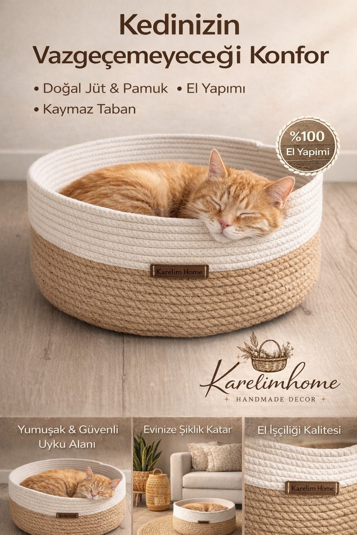 karelim home Kedi Köpek Sepeti Oyuncak Organizeri Kedi Uyku Sepeti 40 × 14