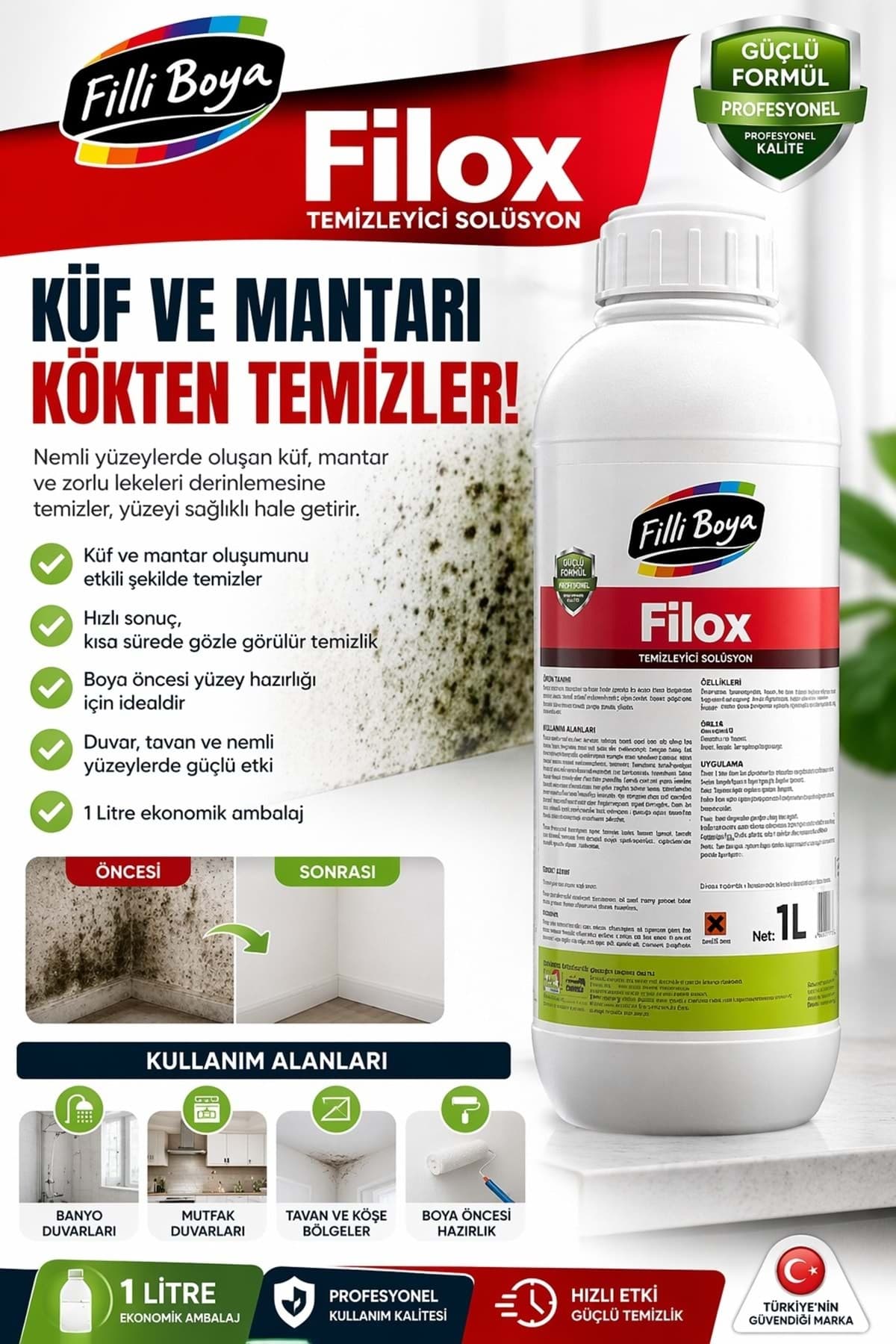 Filli Boya Filox Küf Ve Mantar Önleyici Solüsyon 1 Lt