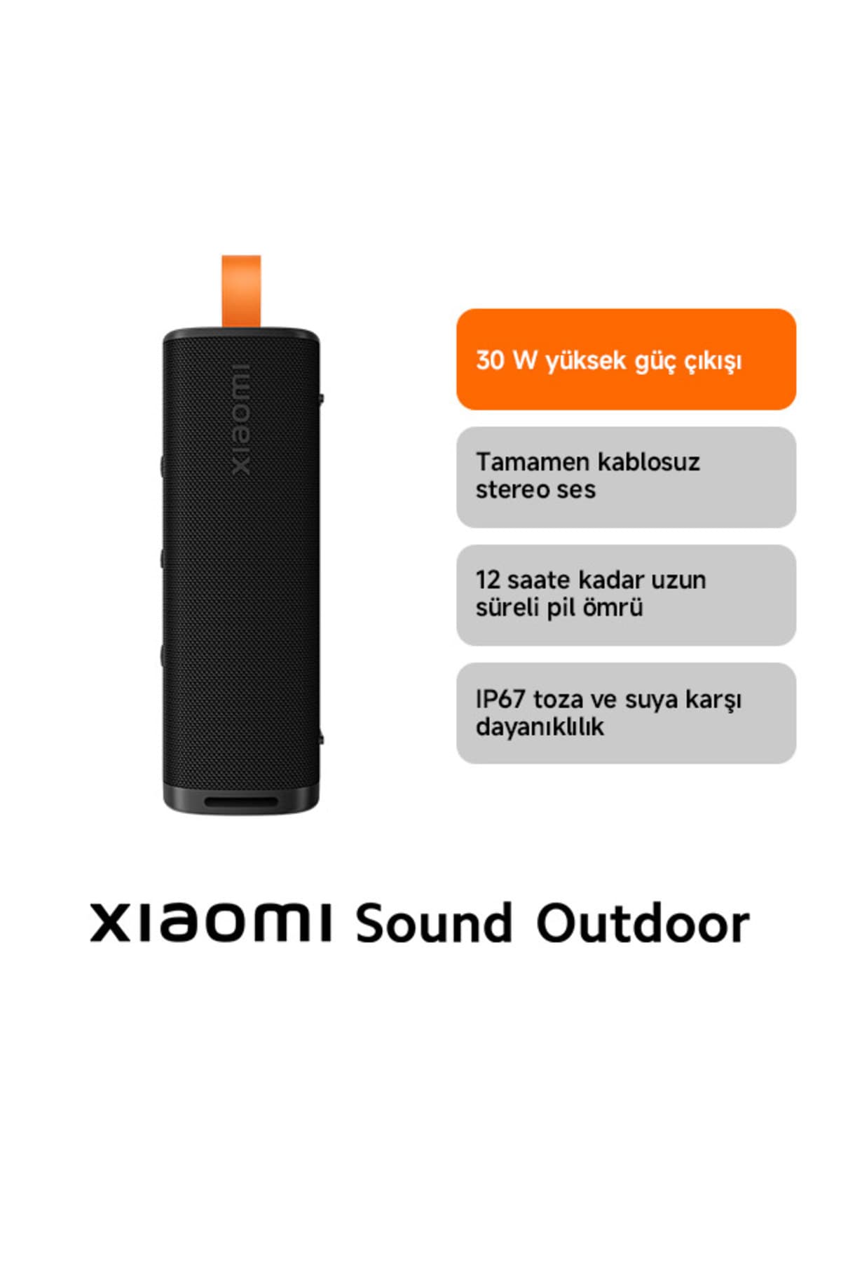 Xiaomi Sound Outdoor 30W IP67 Taşınabilir Bluetooth Hoparlör Siyah (Xiaomi Türkiye Garantili)