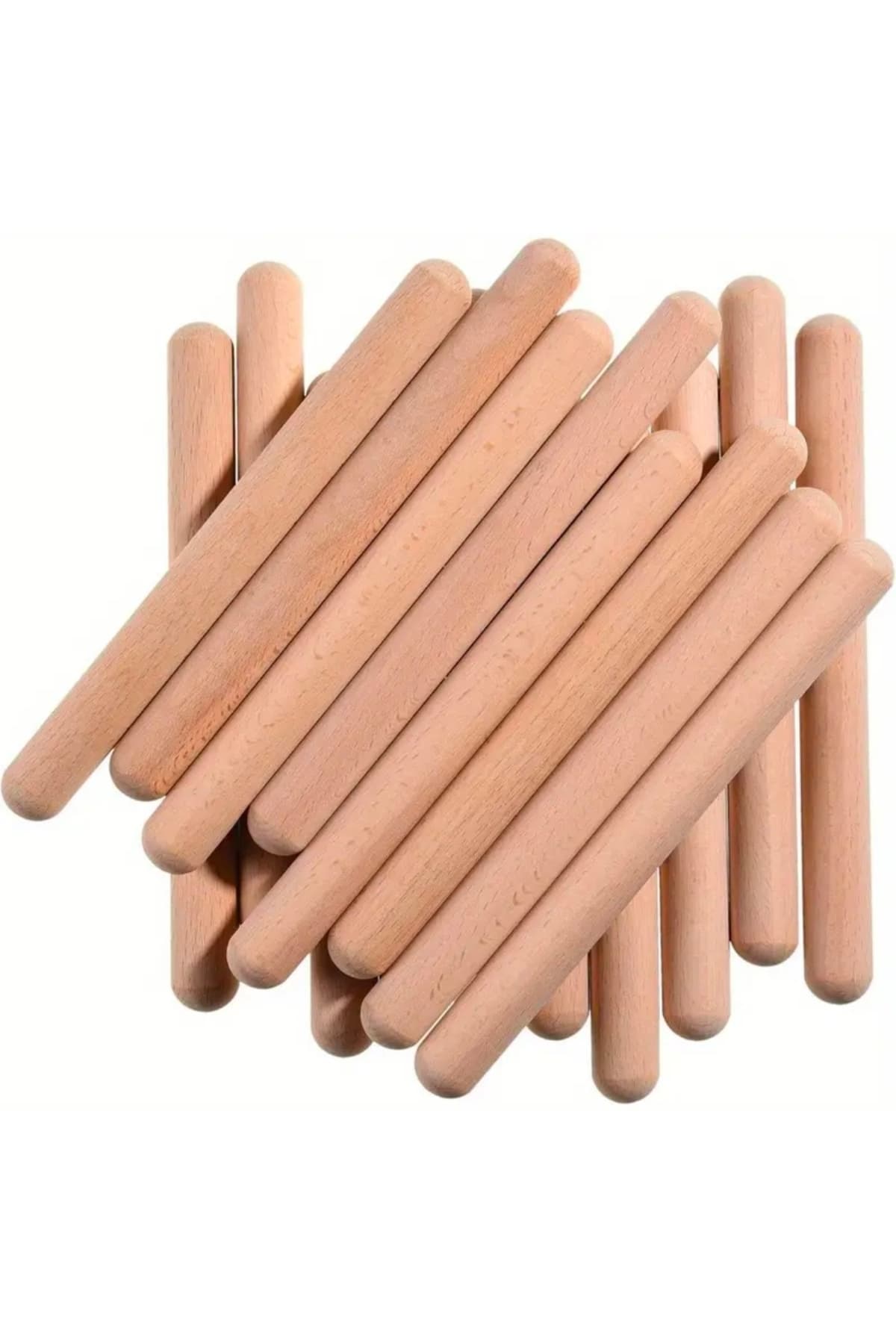 Toy Oyuncak Okul Öncesi 30 cm. Ahşap Ritim Çubugu 6 Çift (12 Adet) Perküsyon Sopası Müzik Aleti