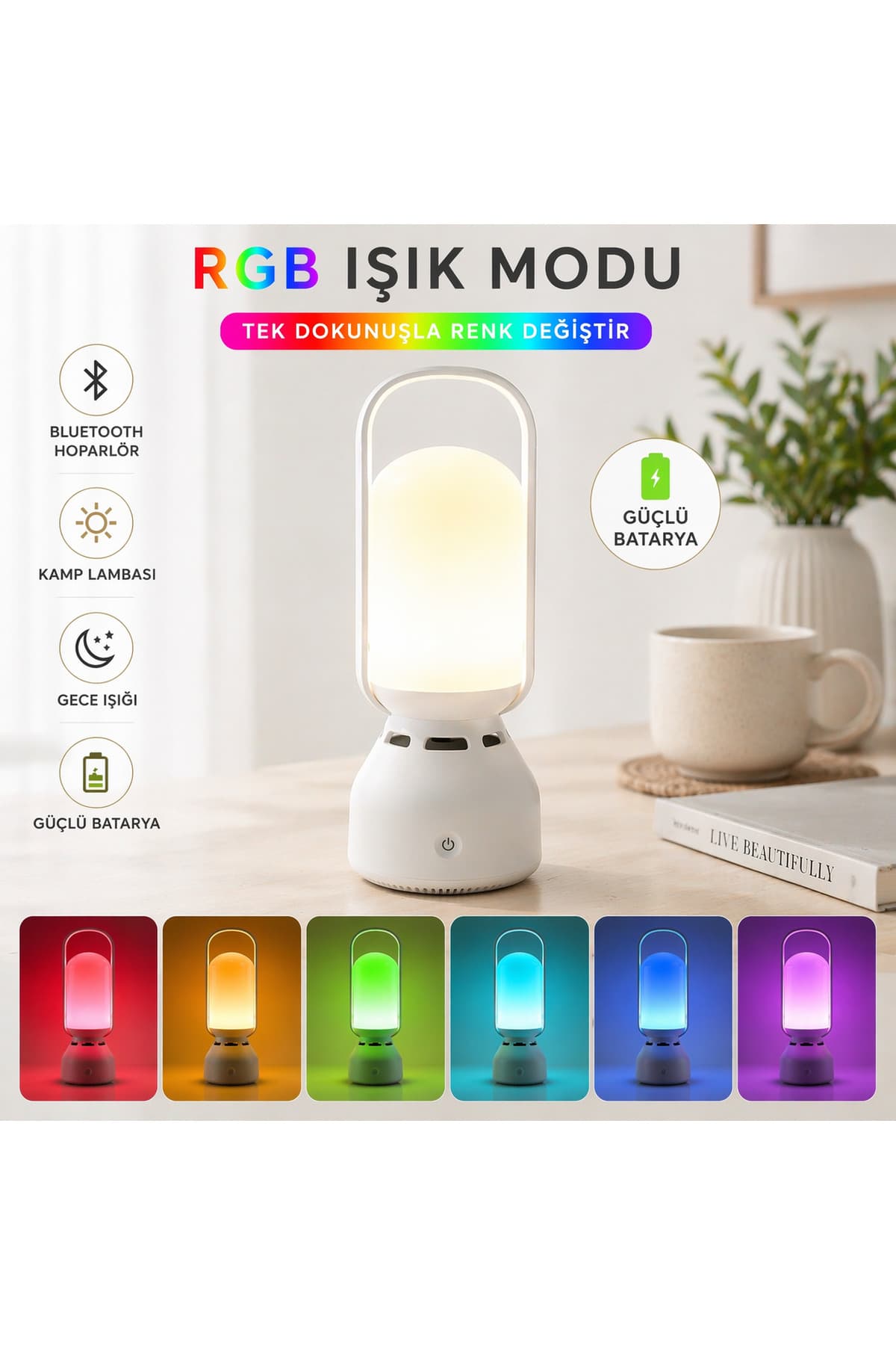 sudora Çok Renkli Bluetooth Müzikçalar & Gece Lambası