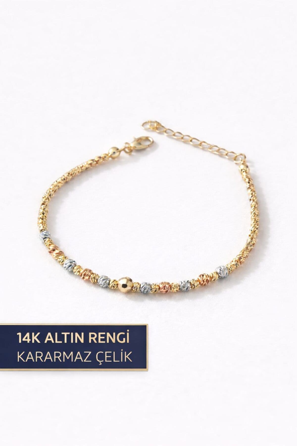 Demokan Kadın14k Altın Renk Moda Dorika Işıltısı Renk Detay Bileklik
