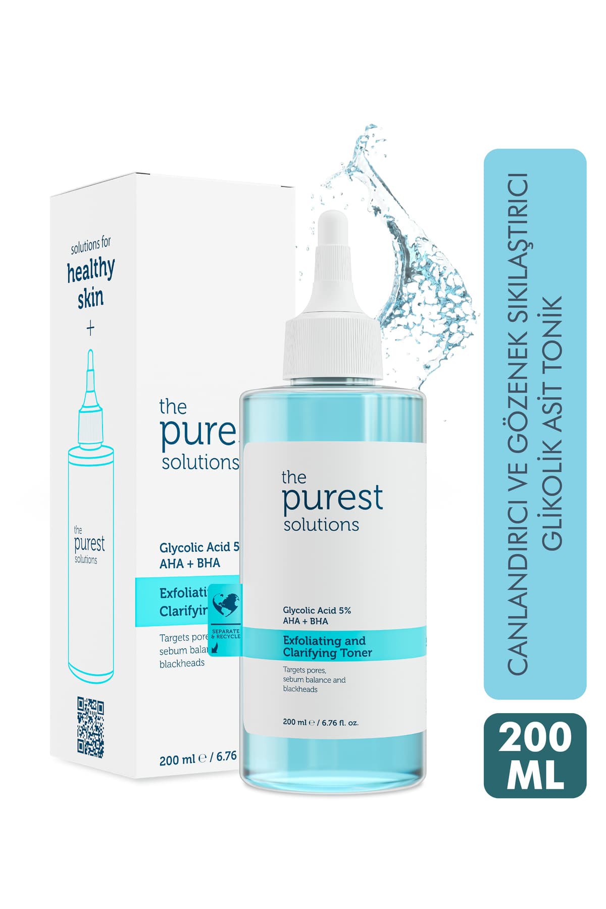 The Purest Solutions Gözenek Sıkılaştırıcı, Canlandırıcı ve Ton Eşitleyici Glikolik Asit Mavi Tonik 200ml