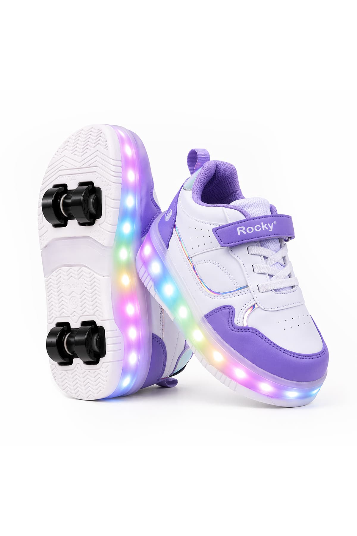 ROCKY SPORT Glow Kız Erkek Çocuk Patenli, Işıklı Rahat Spor Ayakkabı & Sneaker 4 Teker Kaykay Ayakkabı