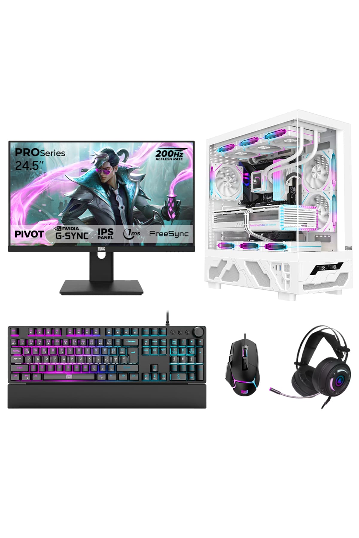 DRAGOS DRx7637 Ryzen 7 5700X 32GB 1TB NVMe MSI 8GB RTX5060 24.5 İnç 200Hz 1ms Oem Paket