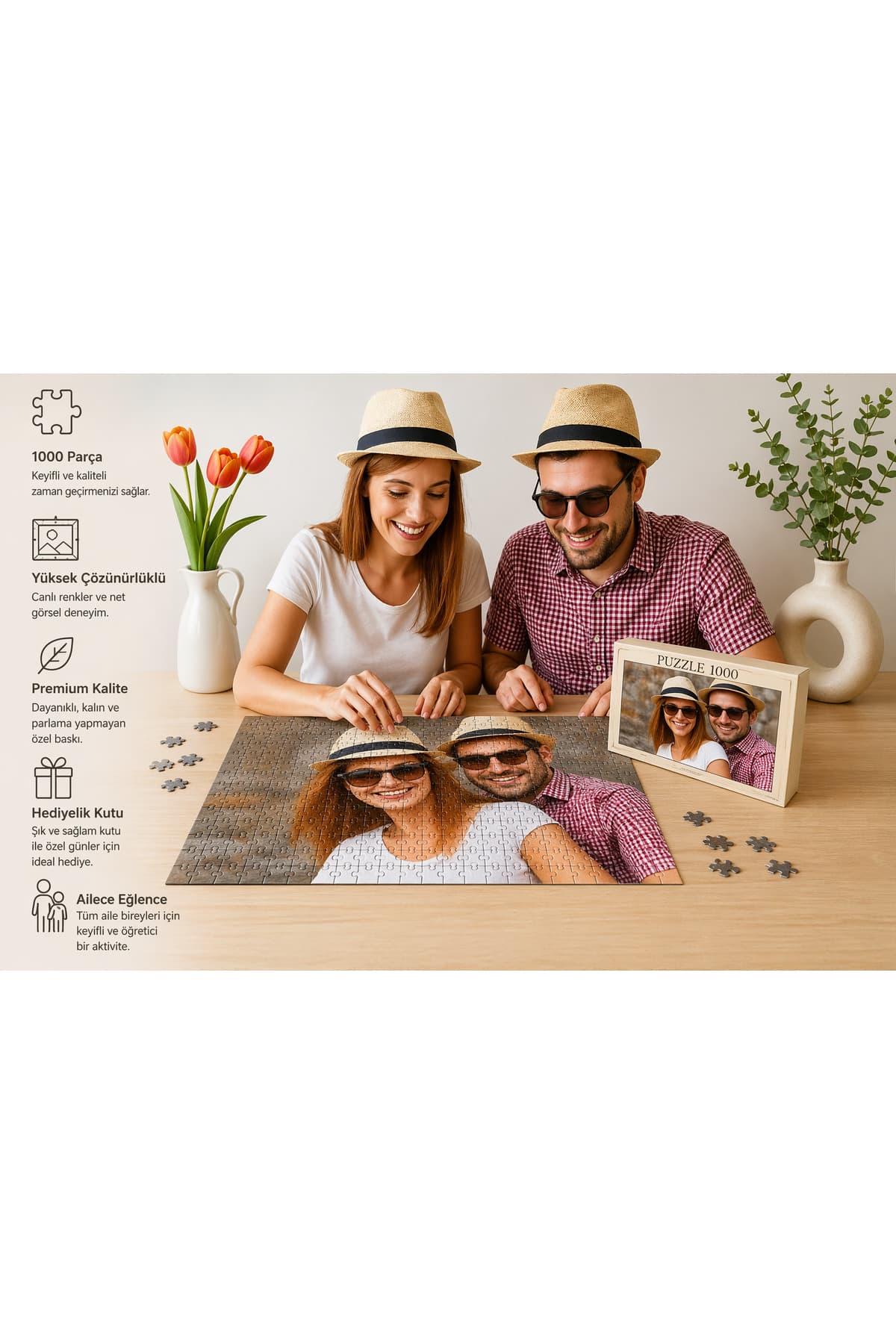 Bk Gift Kişiye Özel Fotoğraflı 1000 Parça Profesyonel Puzzle