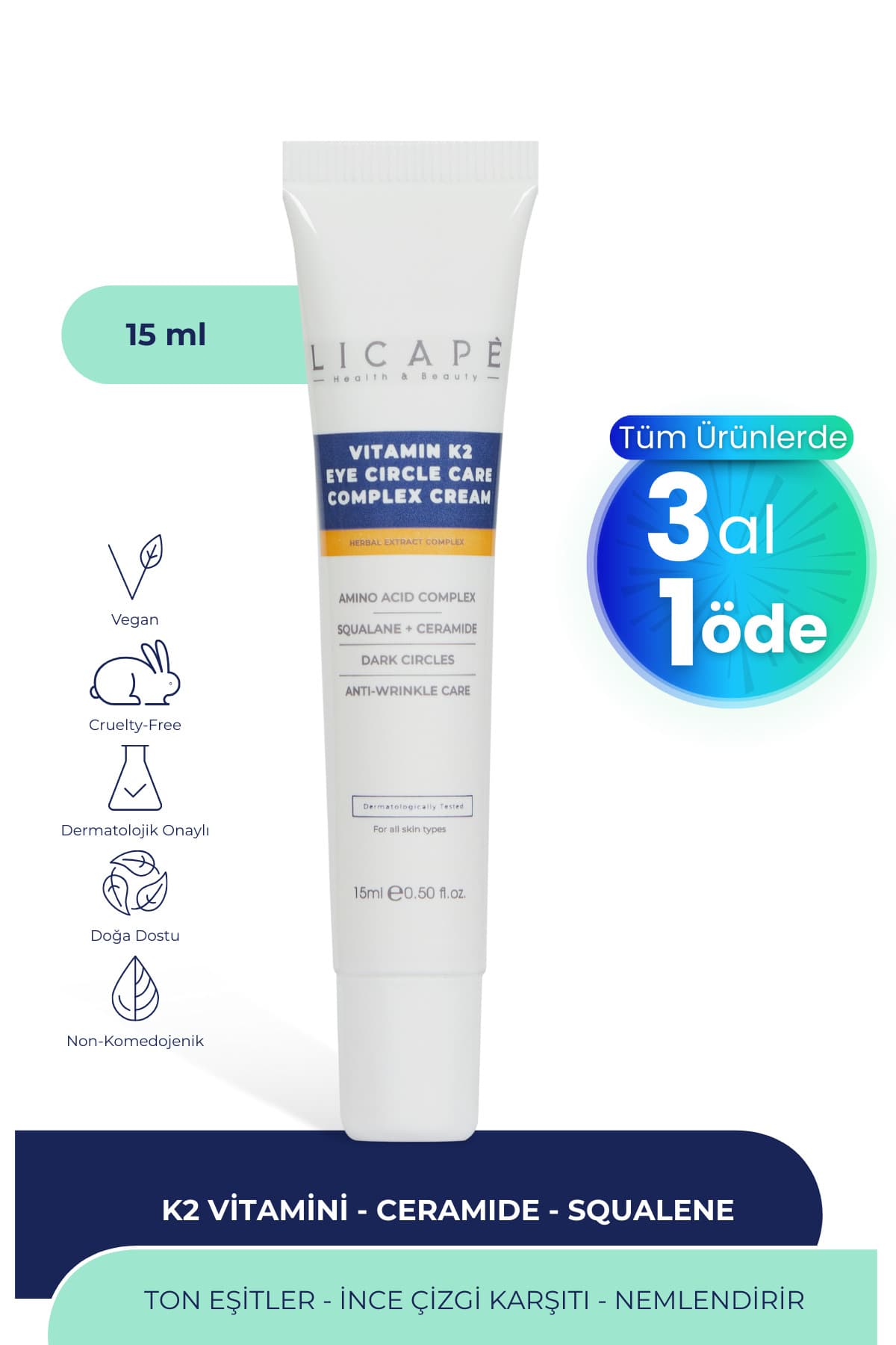 Licape Vitamin K2 Göz Çevresi Bakım Kremi 15ml