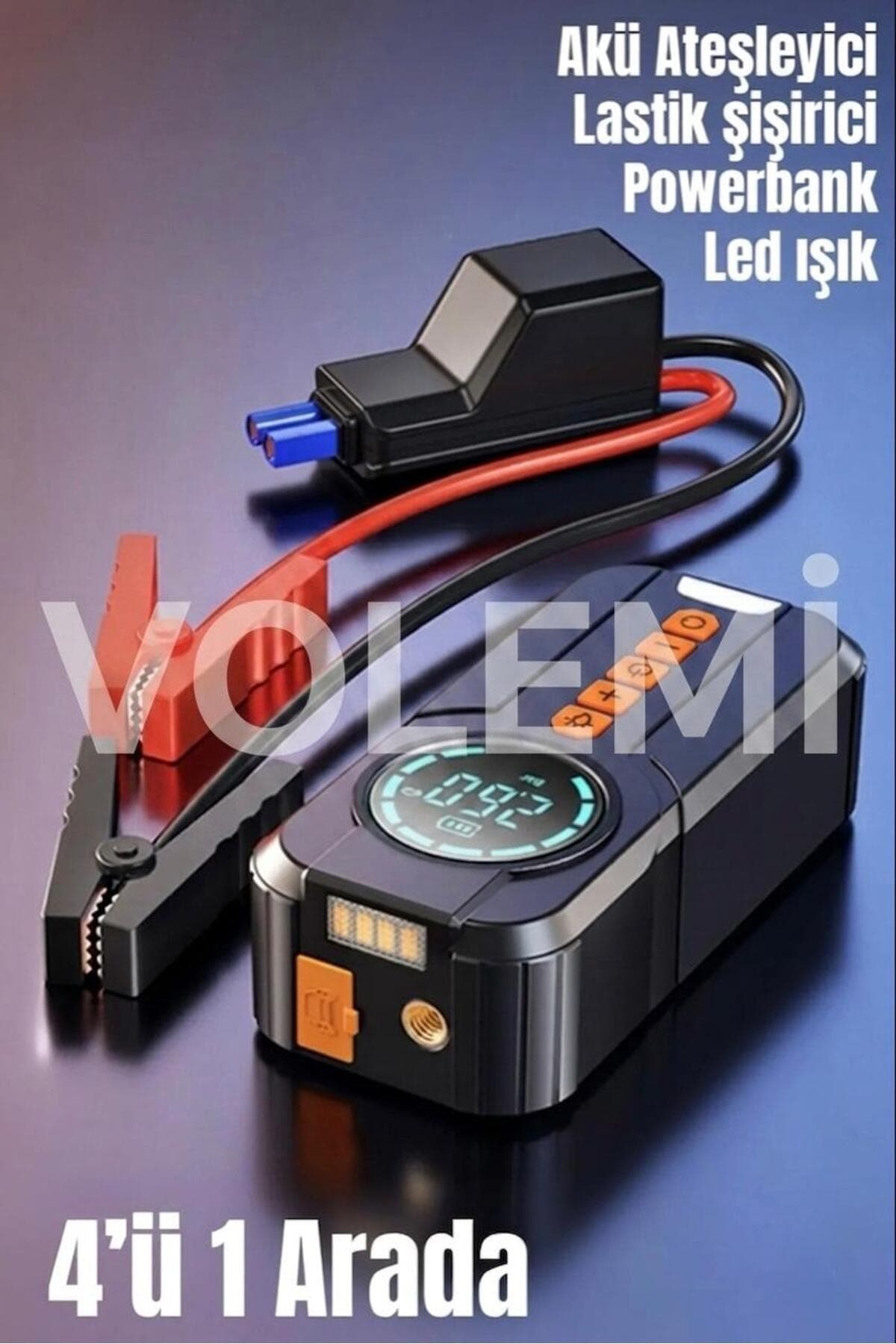 Genel Markalar Volemi Taşınabilir Dijital Hava Kompresörü Jump Starter Powerbank