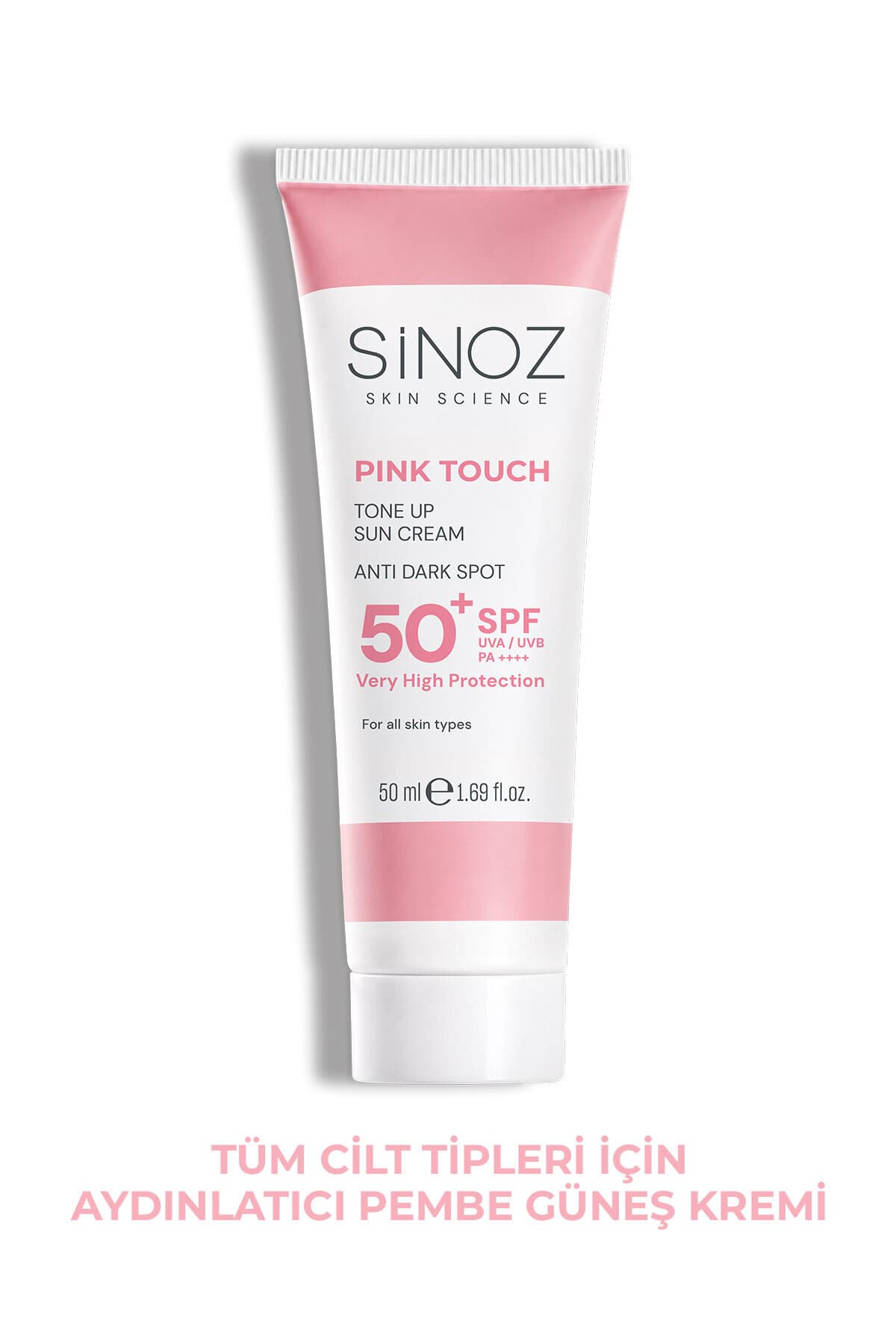 Sinoz Pink Touch SPF50+ Aydınlatıcı Pembe Yüz Güneş Kremi PA++++ Tüm Ciltler için 50ml