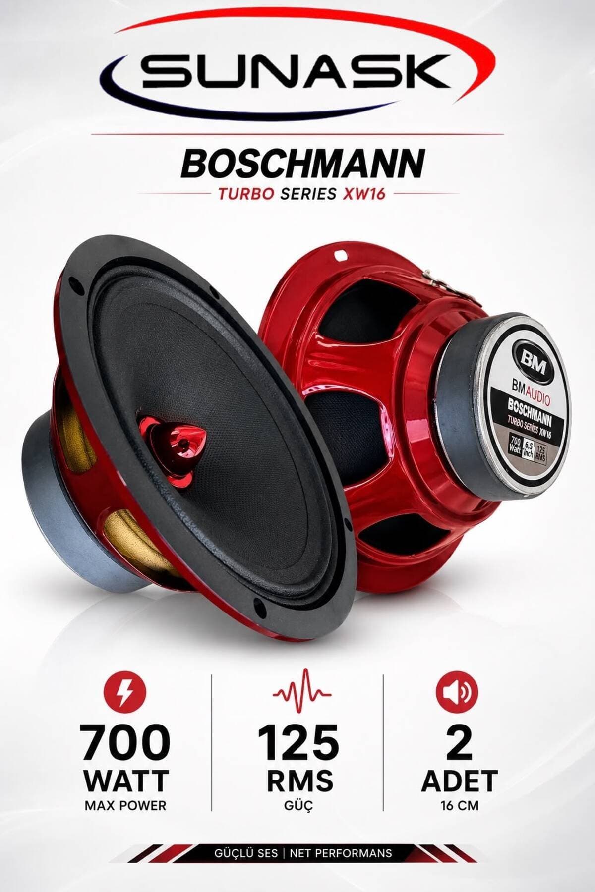 Sunask BM BOSCHMANN 700 Watt 125 Rms 16 Cm Midrange Hoparlör 2 Adet Amfi Uyumludur Yerli Üretim