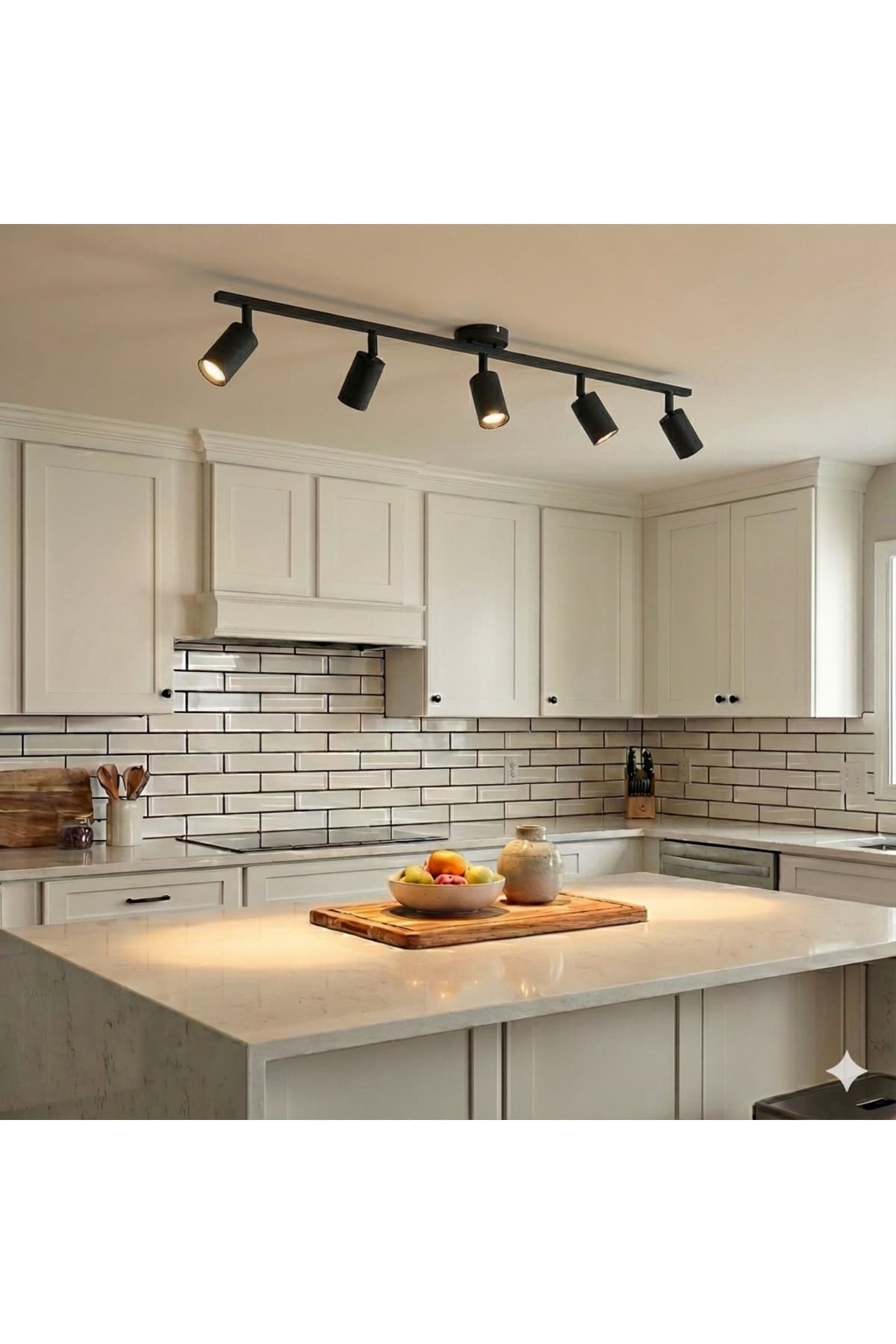 avizade LUNİA 5'li Siyah Metal Modern Silindir Spot Avize LED GU10 Duy Uyumlu Hareketli Yönlendirilebilir Başlıklı Dekoratif Tavan Avizesi Salon Mutfak Yemek Masası Antre Koridor Aydınlatma – 75 cm Ge