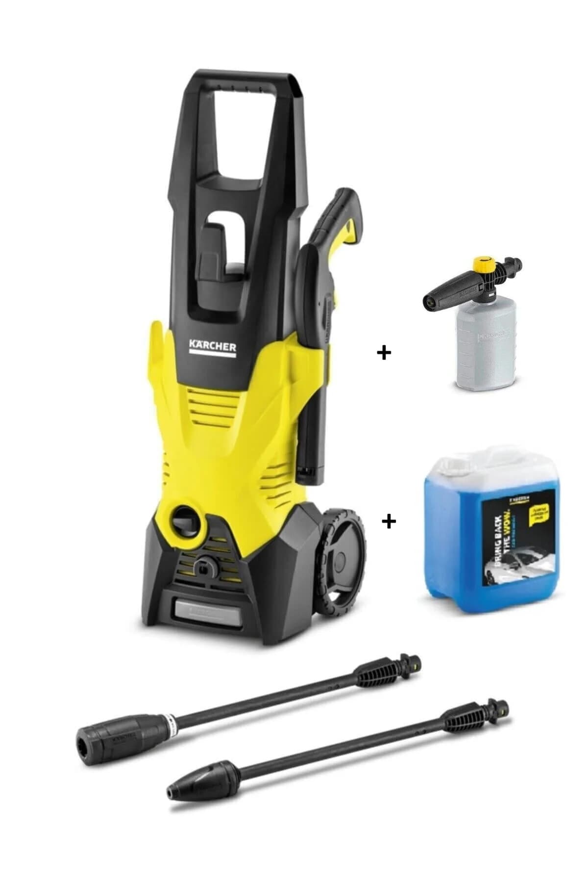 Karcher K3 Oto Yıkama Makinası Yüksek Basınçlı Yıkama Makinesi + 5lt deterjan + Köpük Aparatı