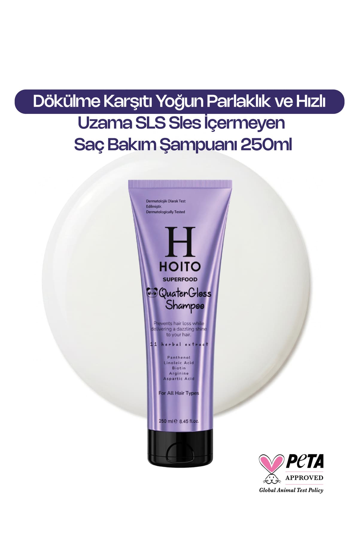 Hoito Dökülme Karşıtı Yoğun Parlaklık ve Hızlı Uzama Tuz SLS Sles İçermeyen Saç Bakım Şampuanı 250ml