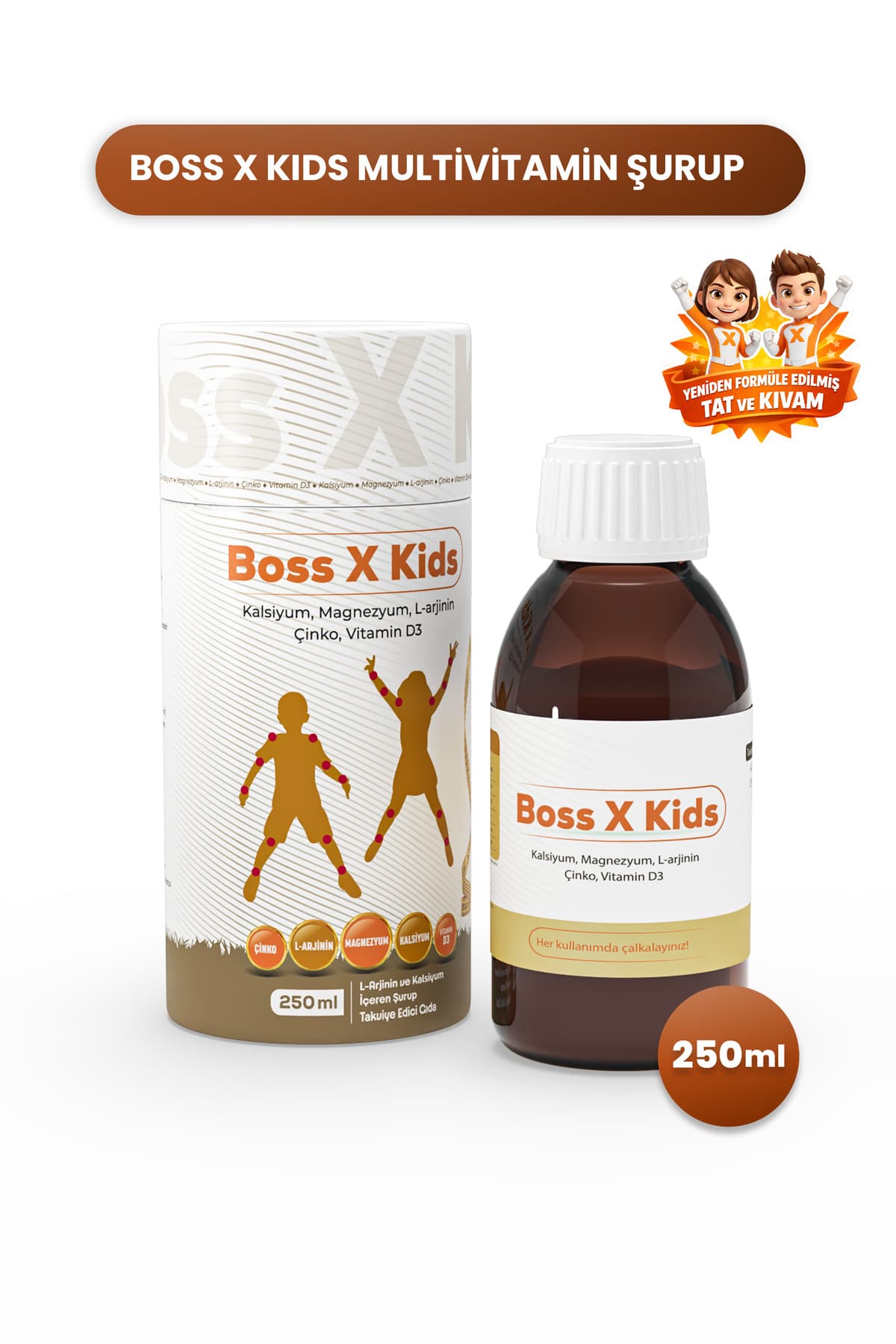 ASKO Boss X Kids - Kalsiyum, Magnezyum, L-Arjinin, Çinko, Vitamin D3 İçeren Çocuk Multivitamin Takviyesi