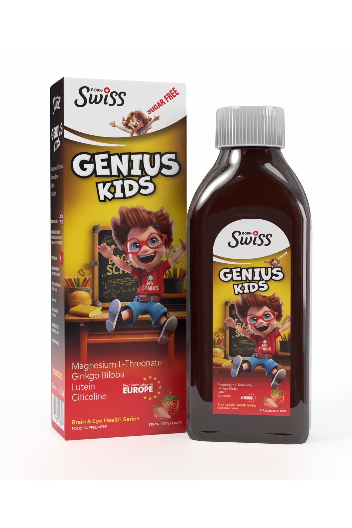 Bork Swiss Natural Çocuklar İçin Magnezyum L-Threonate ve Sitikolin İçeren Zeka Gelişimini Destekleyici Şurup Genius Kids 150 ml