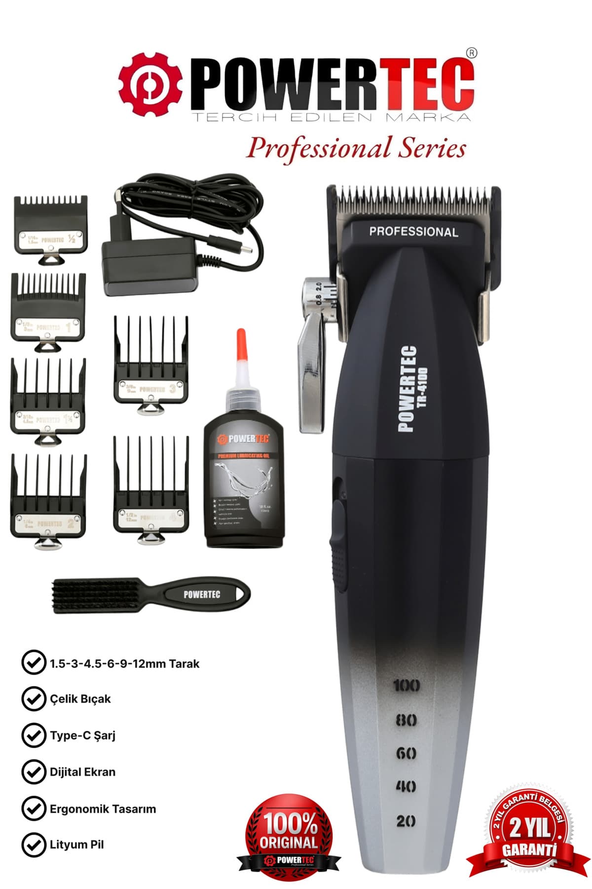 Powertec TR-4100 Profesyonel Saç Sakal Tıraş Makinesi