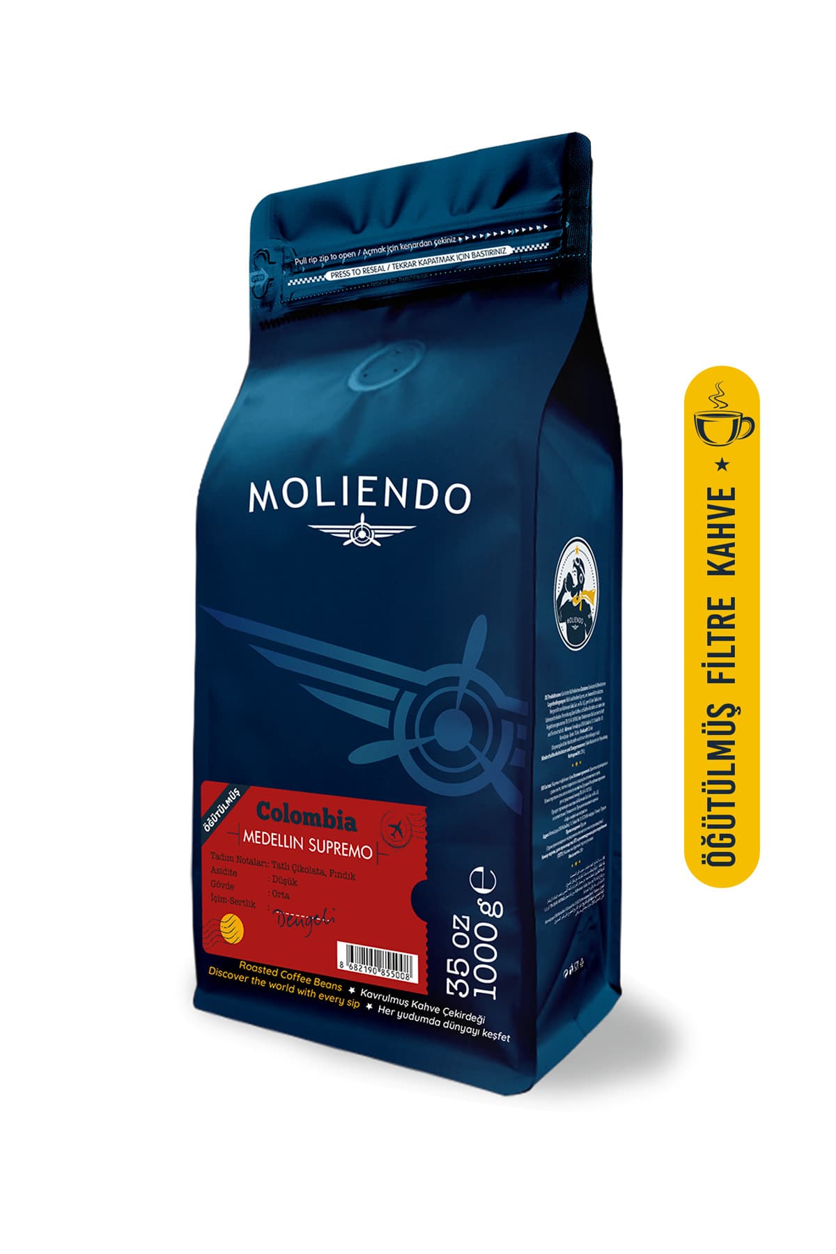 Moliendo Colombia Medellin Supremo Yöresel Kahve (Öğütülmüş Filtre Kahve) 1000 g
