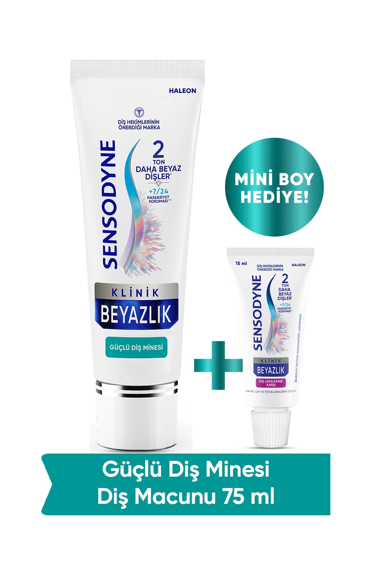 Sensodyne Klinik Beyazlık Güçlü Diş Minesi Diş Macunu 75ml + Mini Boy Hediye! (15ml)