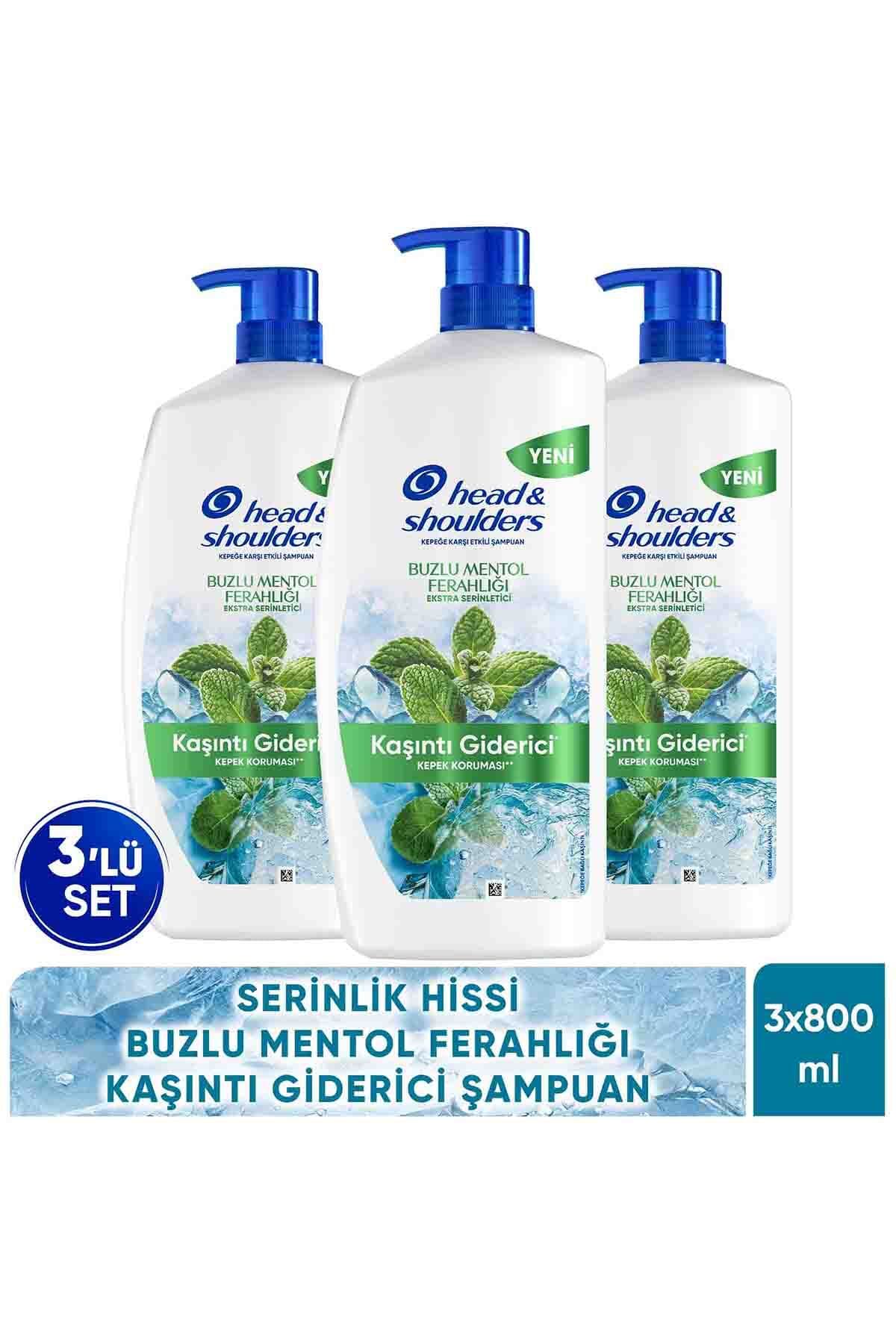 Head & Shoulders Buzlu Mentol Ferahlığı Kaşıntı Giderici ve Serinlik Hissi Şampuan 800 ml x 3