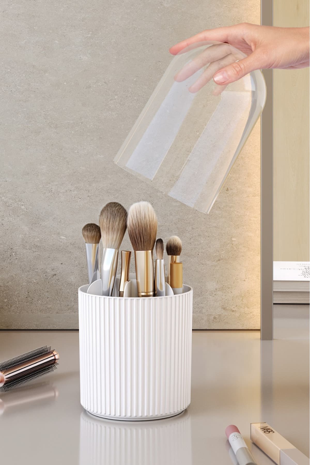 Pufwin Home Çok Amaçlı 7 Bölmeli Makyaj Kozmetik Banyo Ofis Masa Düzenleyici Makyaj Fırçası Kutusu Organizer