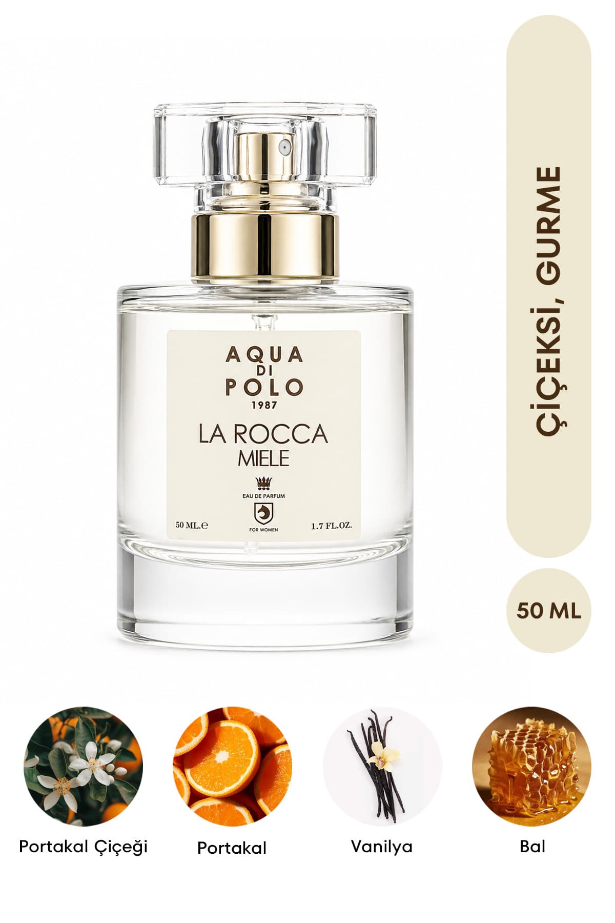 Aqua Di Polo 1987 La Rocca Miele EDP Kadın Parfüm 50ml | Çiçeksi, Gurme | Portakal, Gardenya, Gül, Paçuli, Vanilya