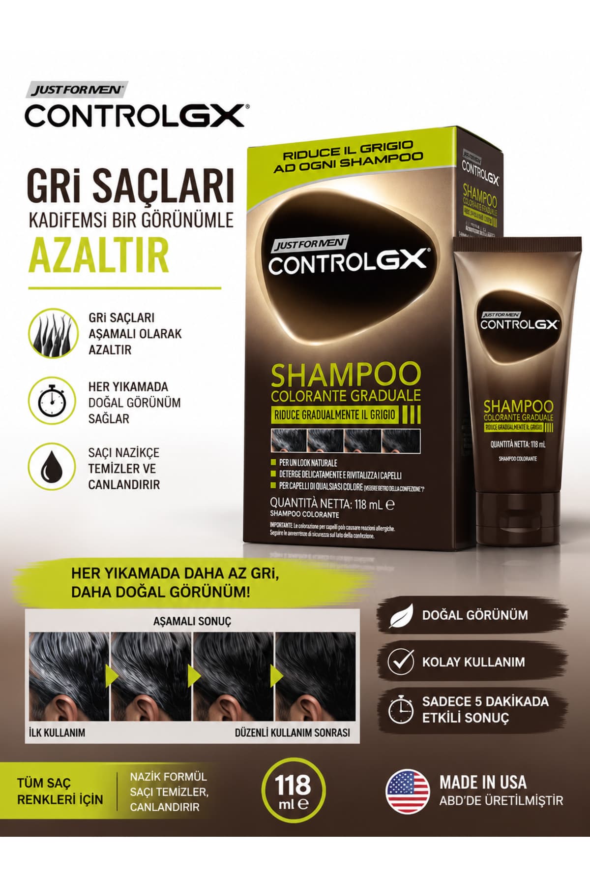 Just For Men ControlGX Gri Saçları Koyulaştıran Şampuan 118ML