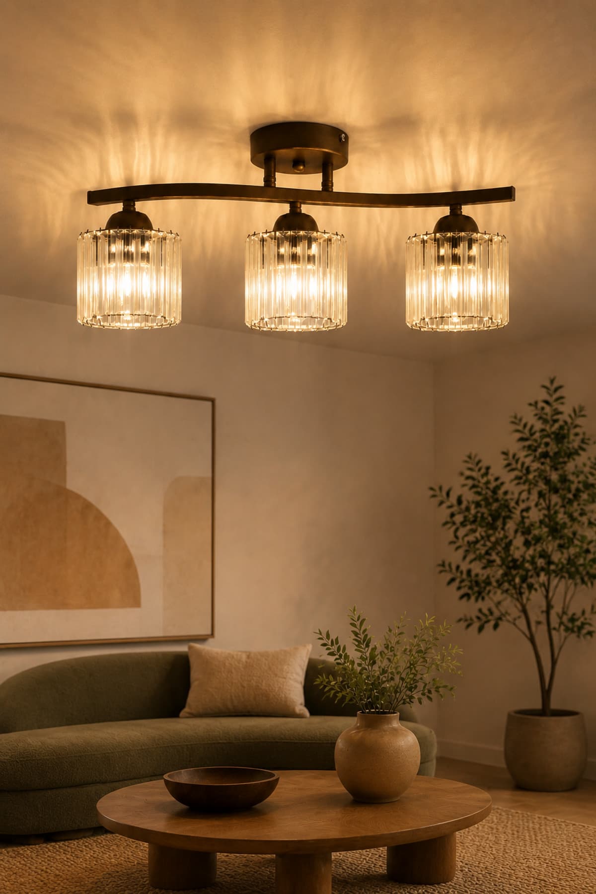 Apliqa Tufty 3Lü Eskitme Kristalli Modern Yatak Odası Salon Kristal Avize