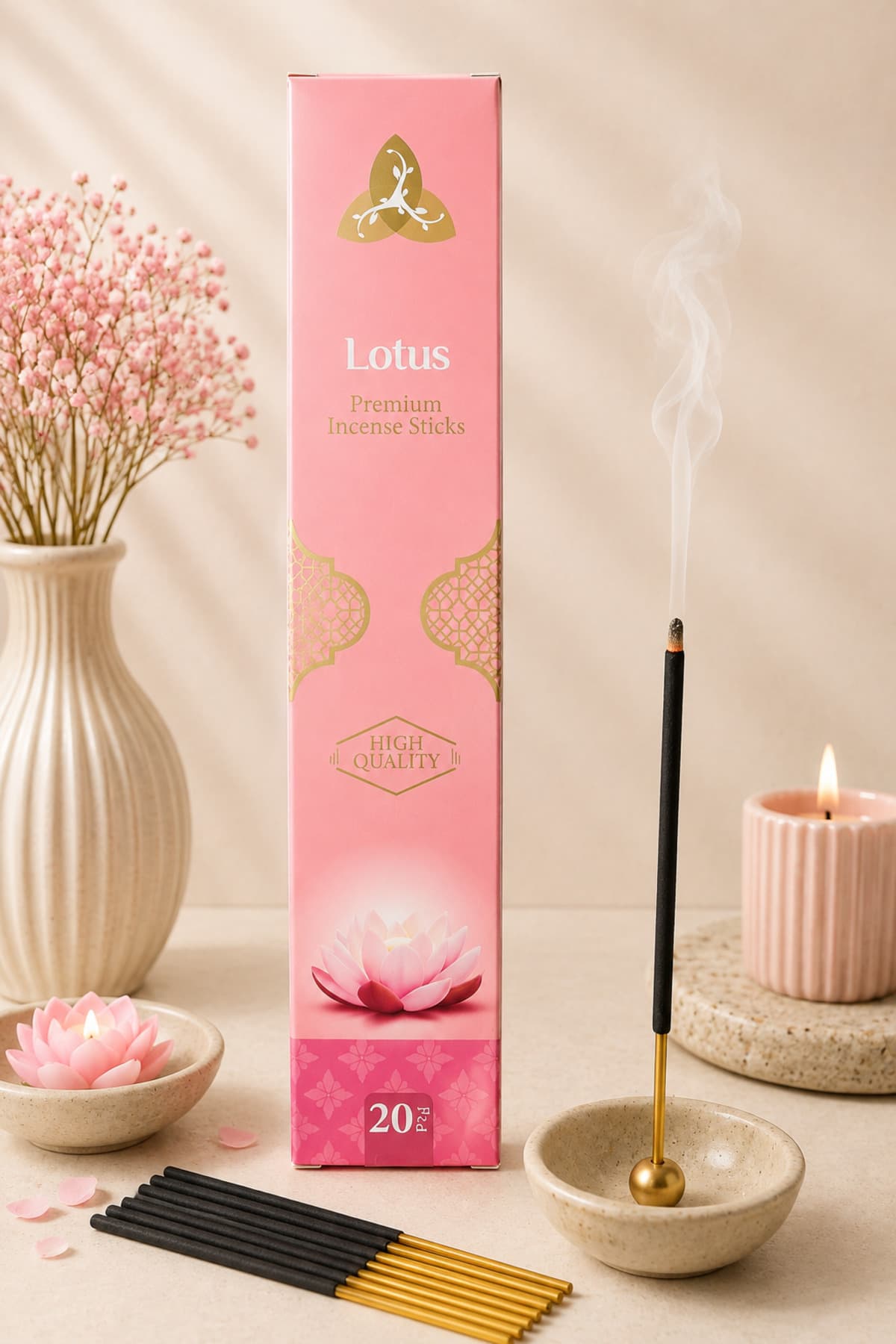 OrdoVeni Lotus Çiçeği Kokulu Çubuk Tütsü | Kalıcı Oda Kokusu | Premium Aromatik Tütsü | Ev, Ofis, Yoga ve Meditasyon İçin