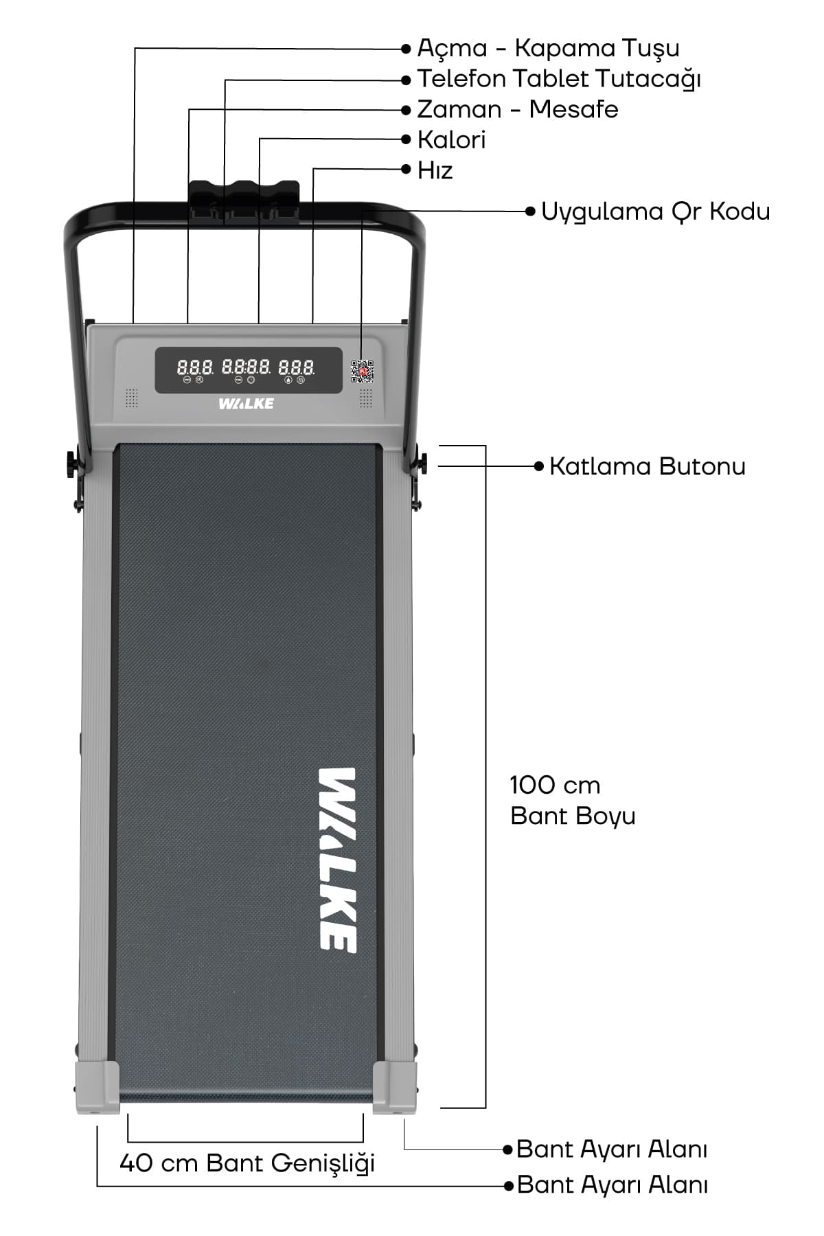 Walke G-Pro Bluetoothlu Uygulamalı Uzaktan Kumandalı Koşu Bandı Yürüyüş Bandı