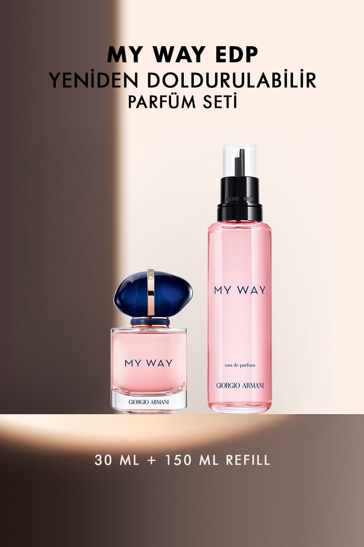 Giorgio Armani My Way EDP 30 ml & 100 ml Refill Yeniden Doldurulabilir Kadın Parfüm Seti 7829999999143