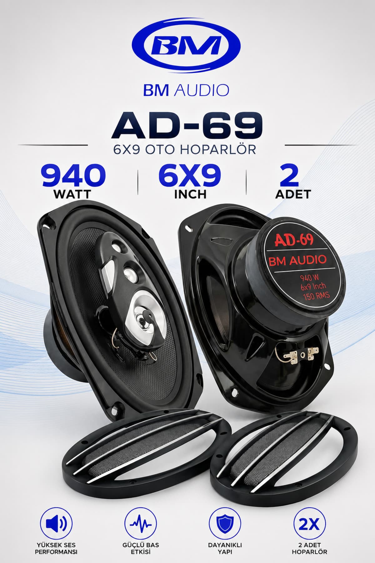 Bm Audio A/d/s 940 Watt 6x9inç 16x24cm Tweeterli 4 Yollu Oval Hoparlör Takımı
