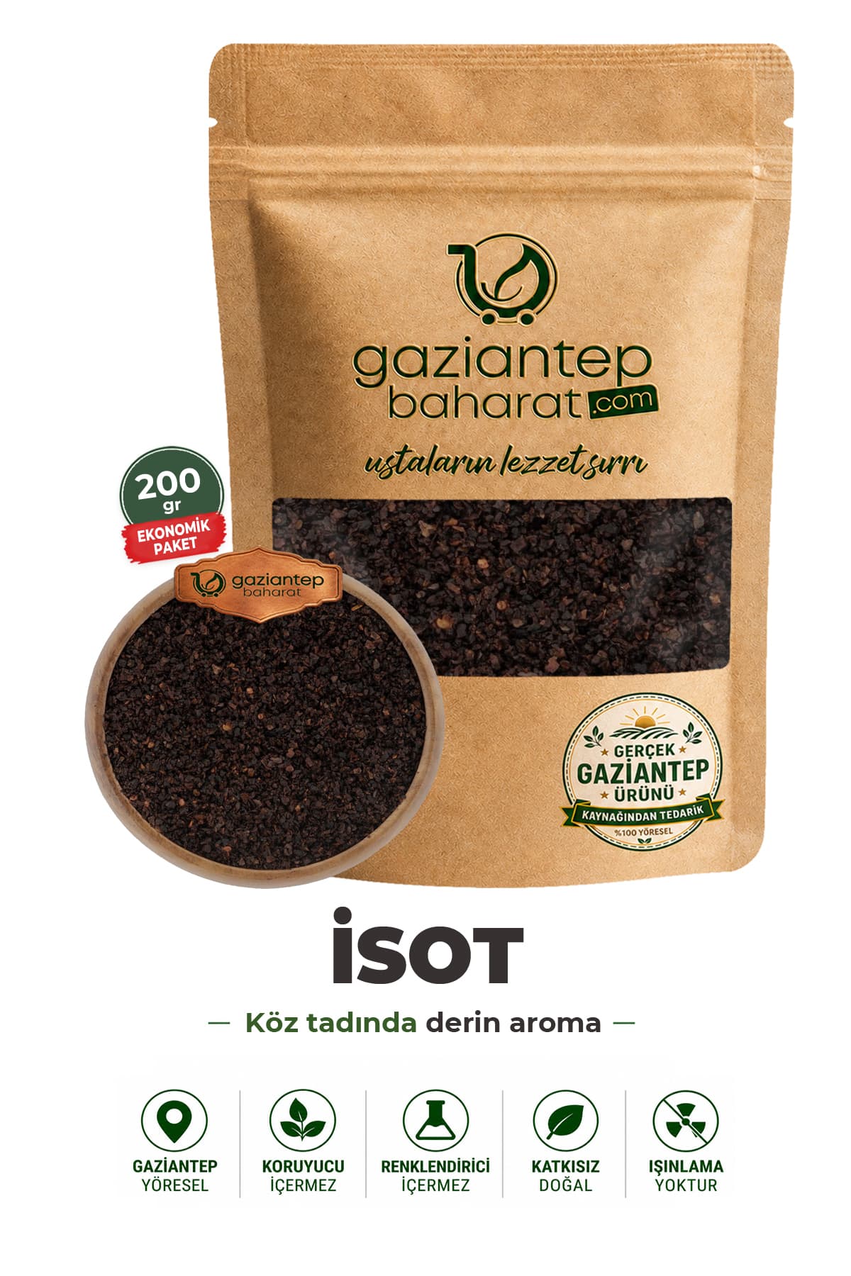 Gaziantep Baharat İsot Biber 200gr - Gaziantep Yöresel Acı Biber, Doğal Ve Taze