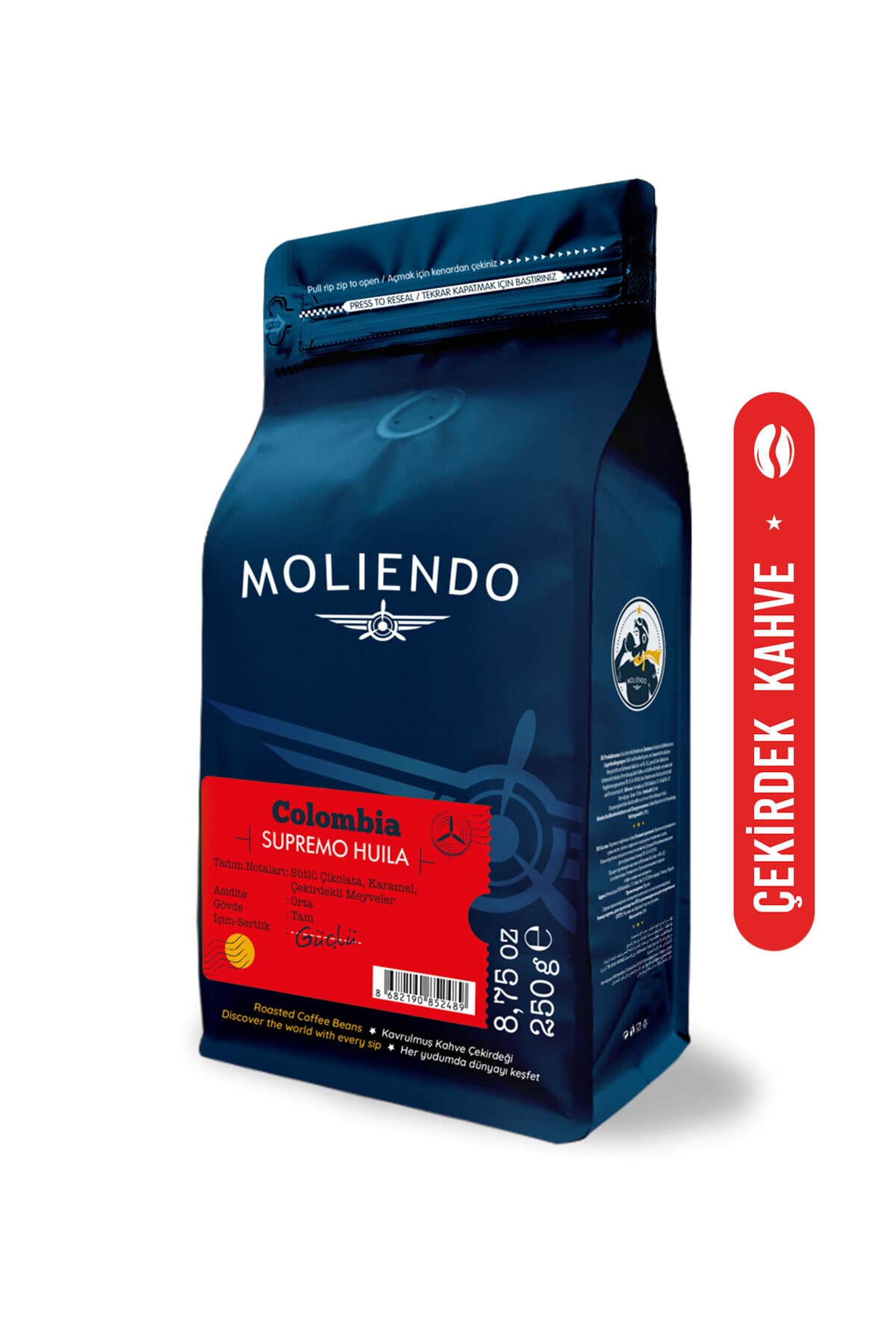Moliendo Colombia Supremo Huila Yöresel Kahve (Çekirdek Kahve) 250 g