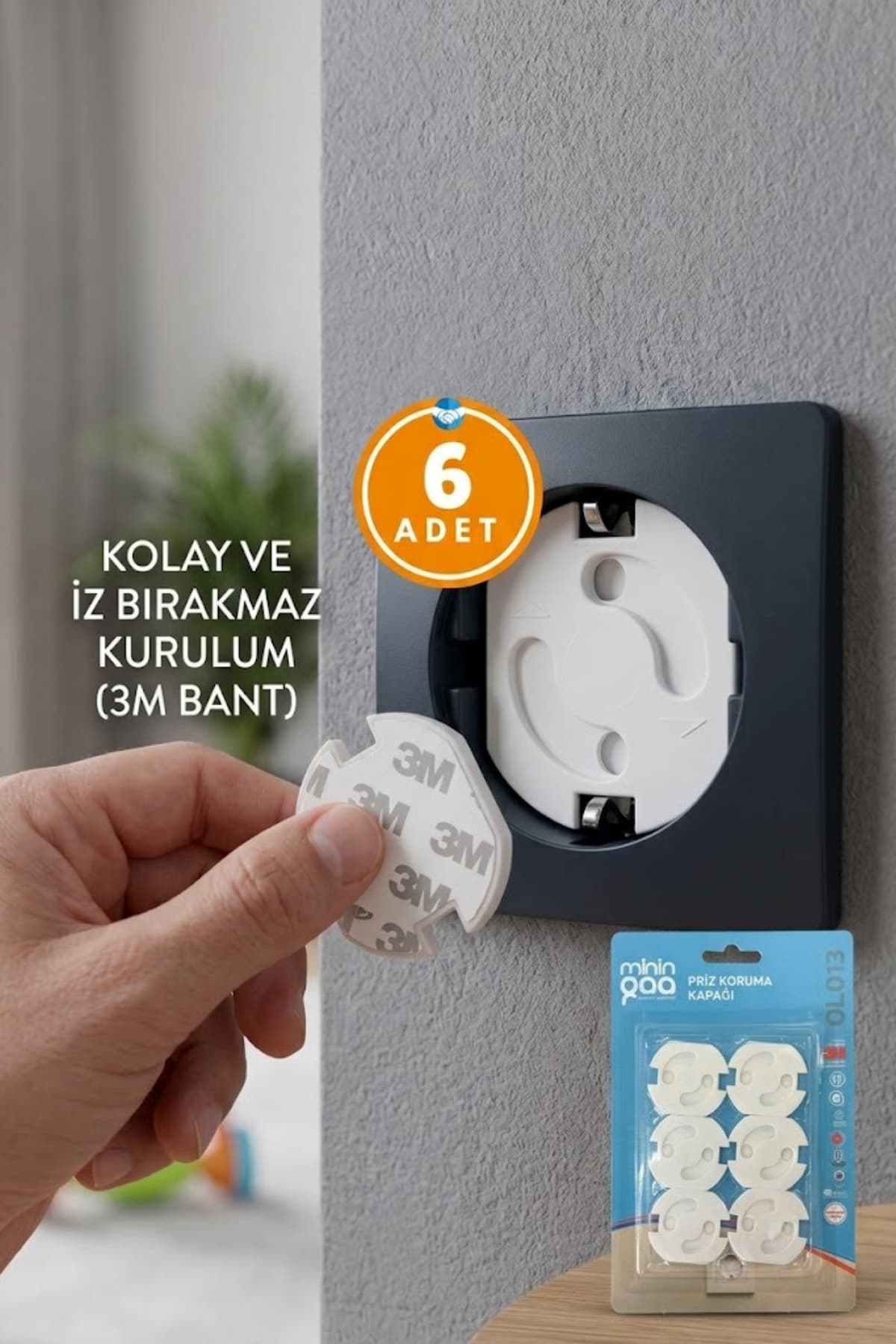 Miningaa 6 Adet İz Bırakmaz Priz Kapağı Bebek Ve Çocuk Güvenlik Koruma Priz Kapatıcı Ev Bebek Güvenlik