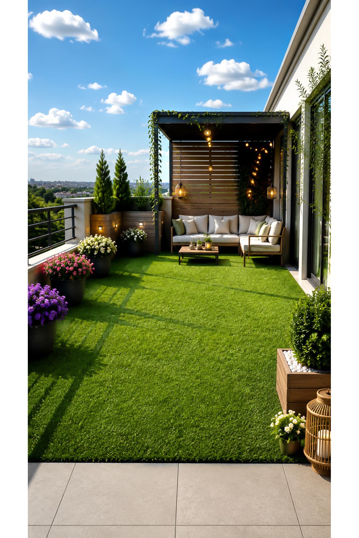 Valery Home Vl Dekoratif Çim Halı Premium Kalite Suni Çim Balkon Bahçe Kaymaz Taban Çim Halı 7 Mm