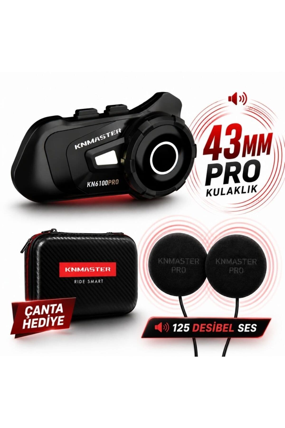 Knmaster KN6100 PRO Motosiklet Kask İnterkom Bluetooth Kulaklık Seti (43 mm Büyük Kulaklık) - Siyah