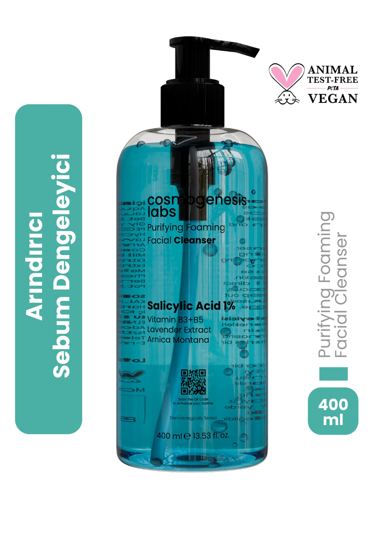 Cosmogenesis Labs Karma ve Yağlı Ciltlere Yüz Temizleme Jeli 400ml - Arındırıcı Sebum Karşıtı Dengeleme Vegan