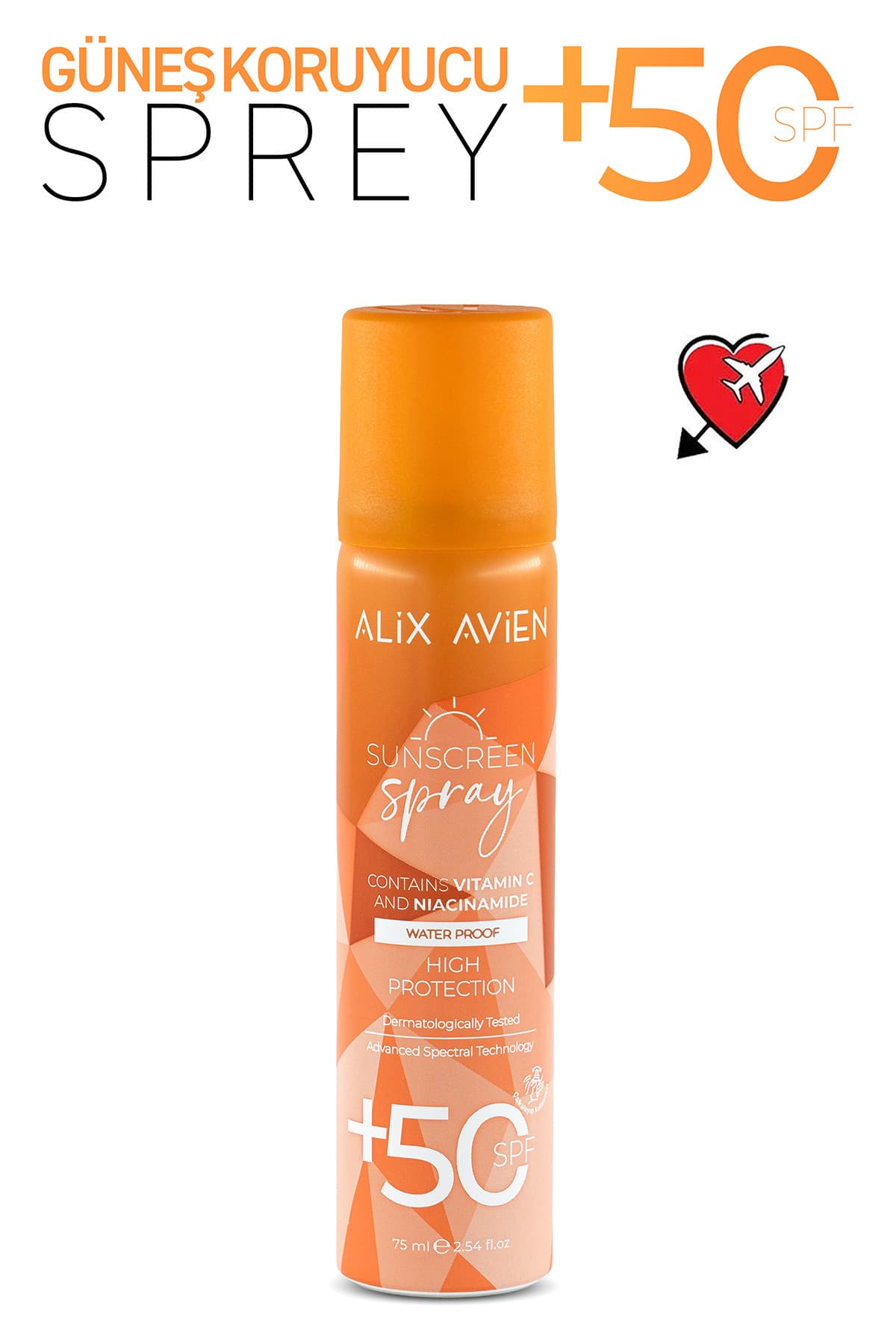Alix Avien SPF50+ Yüksek Koruma Etkili C Vitaminli Suya Dayanıklı Güneş Koruyucu Sprey - Sunscreen Spray 75 ML
