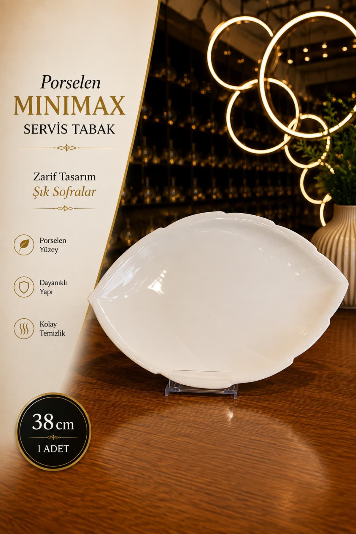 Paşabahçe Porselen Minimax 38 cm Servis Tabak